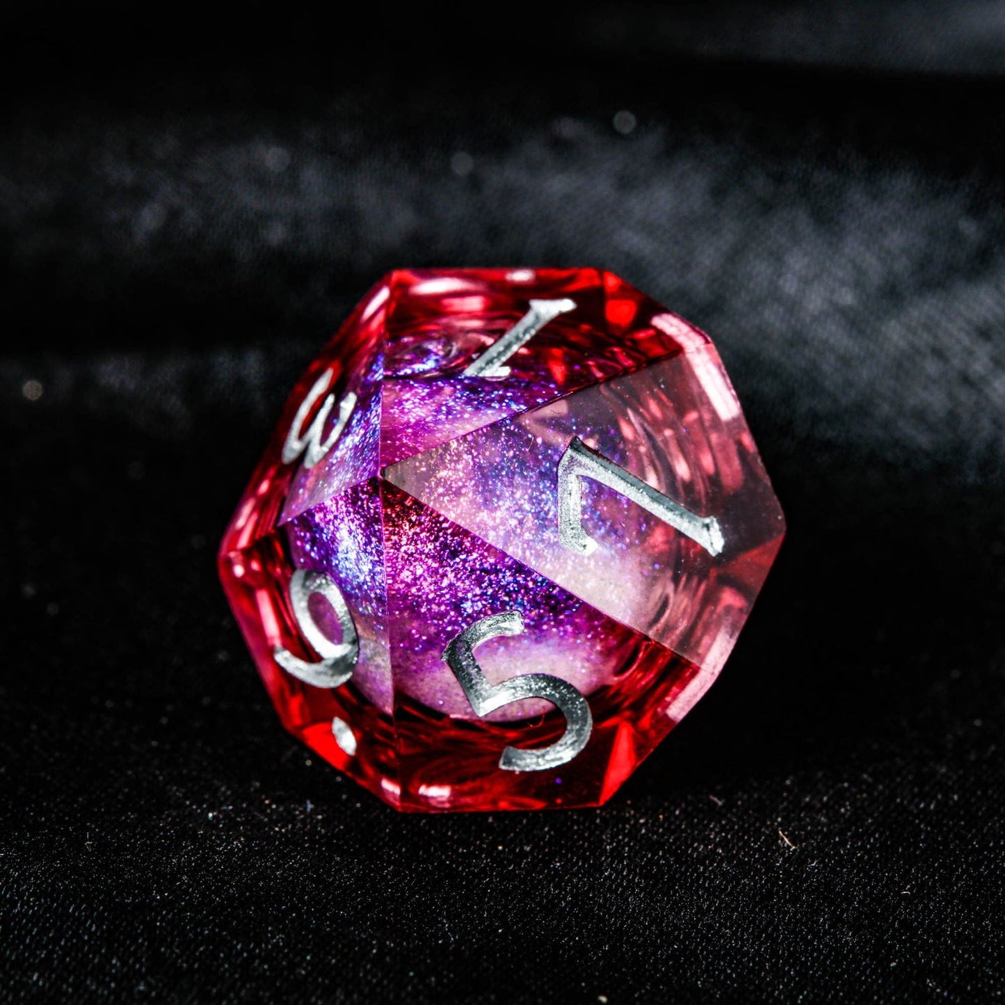 Dark Red Liquid Core Resin F Word DnD D&D Dice Set - CrystalMaggie