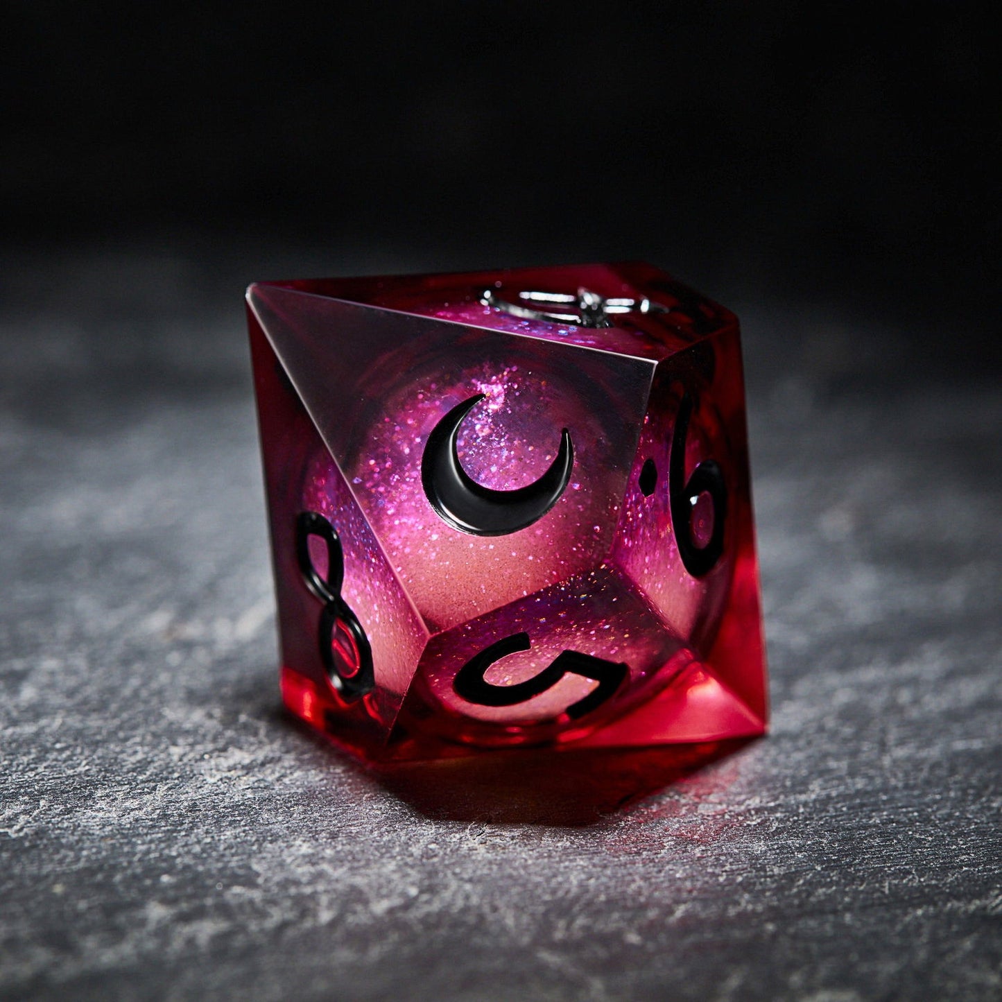 Dark Red Liquid Core Resin Moon Vampire Dice D10 - CrystalMaggie