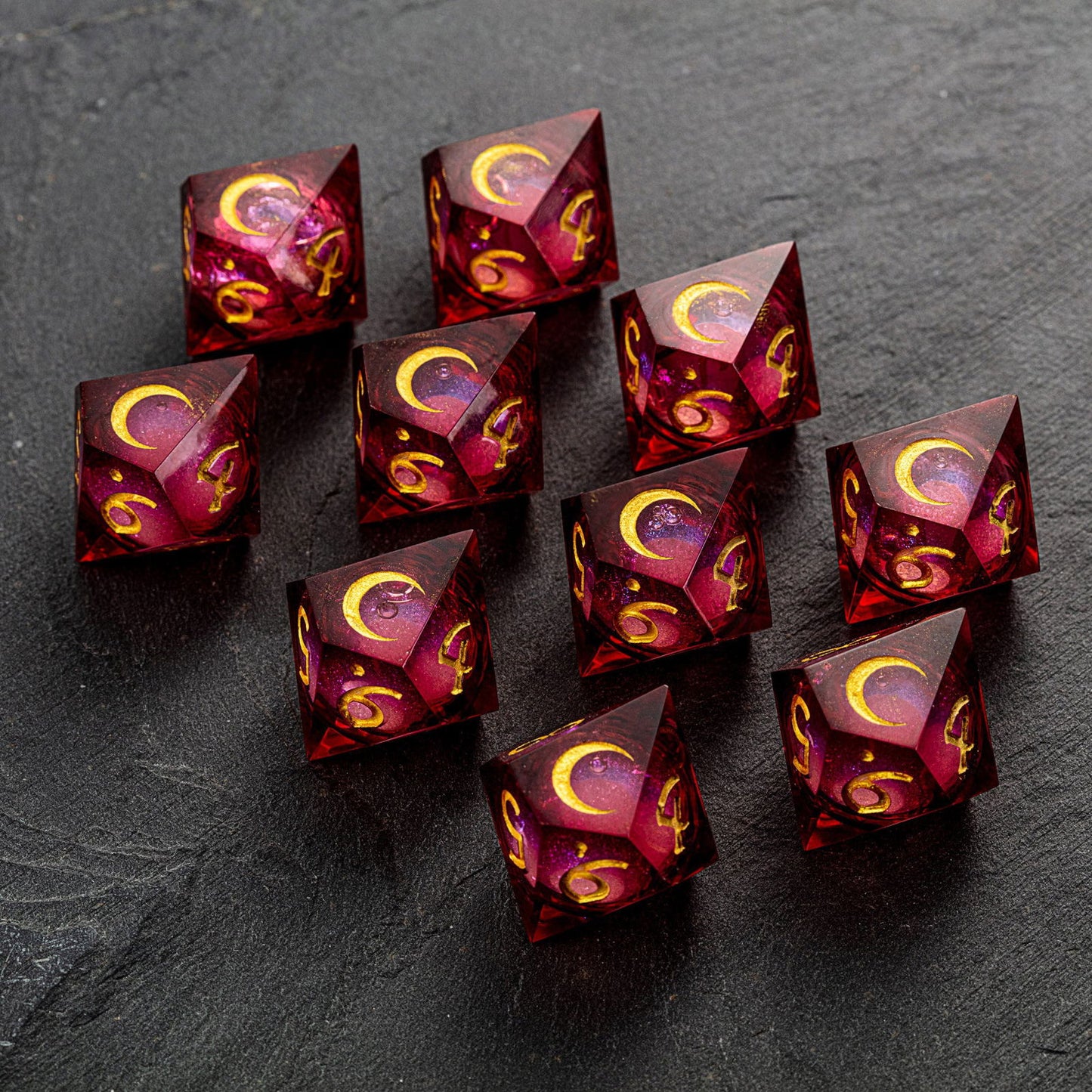 Dark Red Liquid Core Resin Vampire Dice D10 - CrystalMaggie