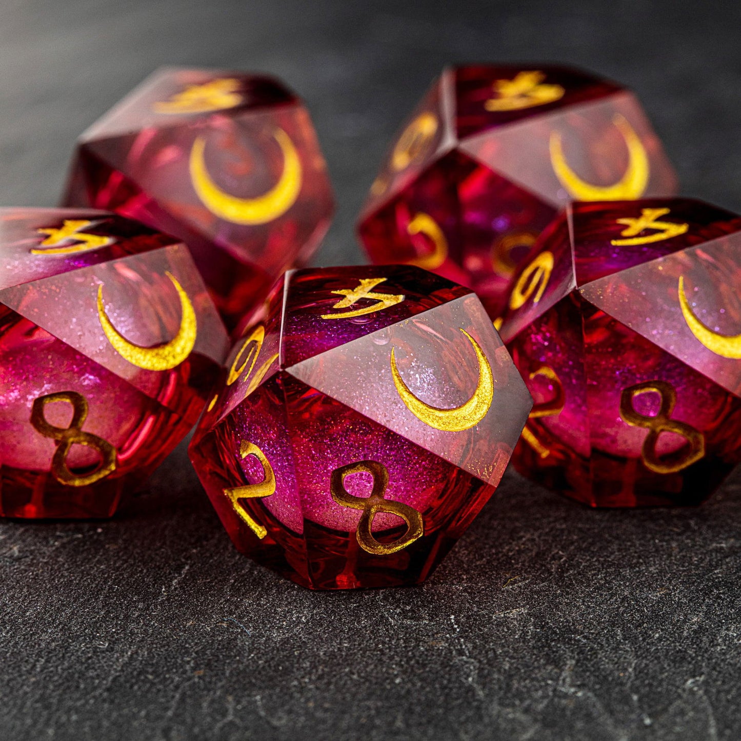 Dark Red Liquid Core Resin Vampire Dice D10 - CrystalMaggie