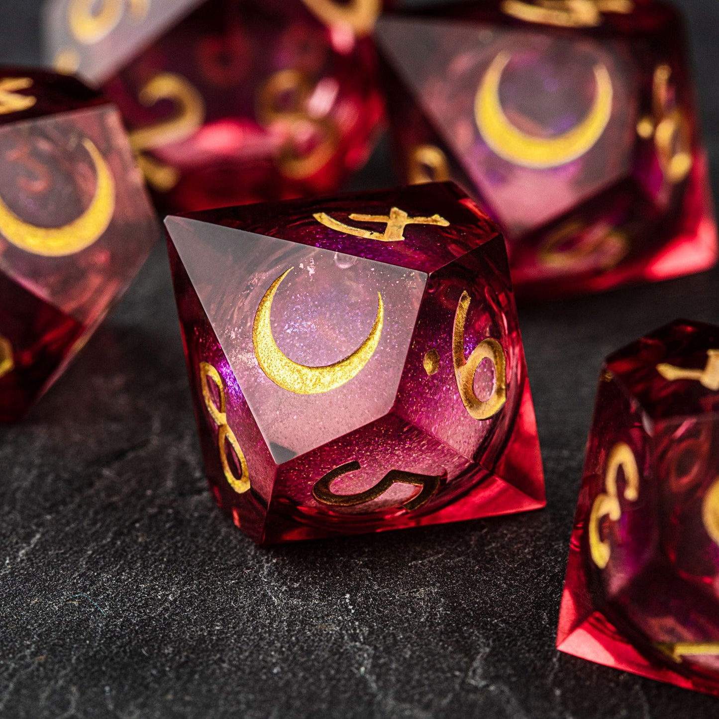 Dark Red Liquid Core Resin Vampire Dice D10 - CrystalMaggie