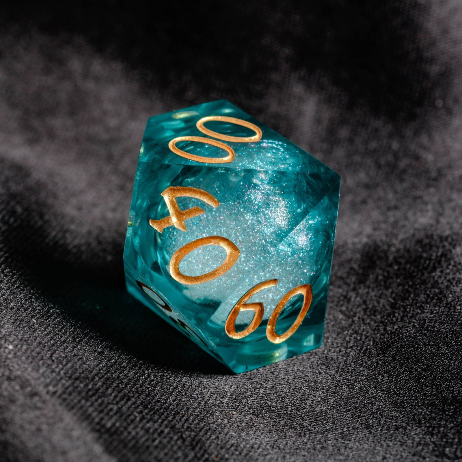 Dark Teal Blue Liquid Core Resin DnD D&D Dice Set - CrystalMaggie