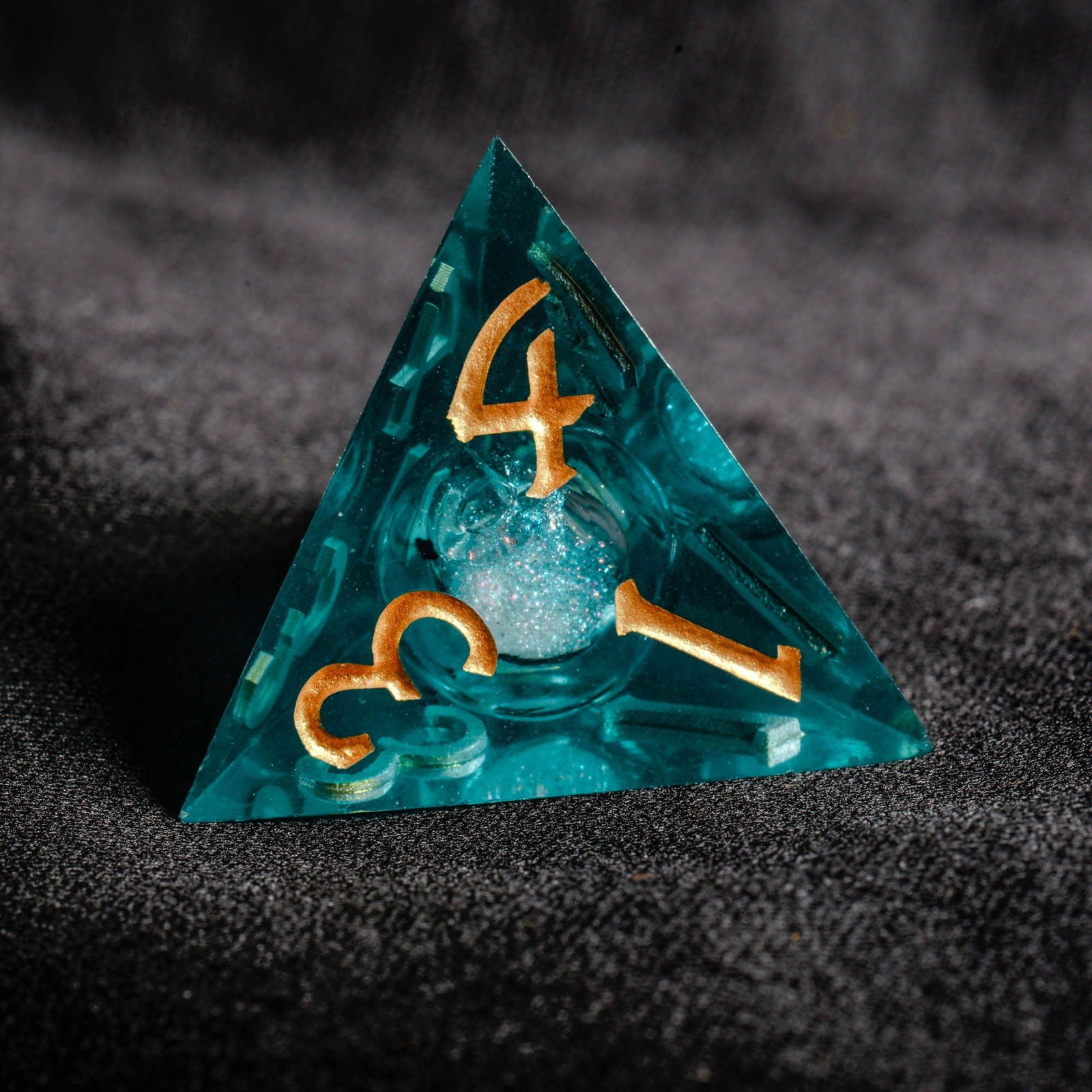 Dark Teal Blue Liquid Core Resin DnD D&D Dice Set - CrystalMaggie