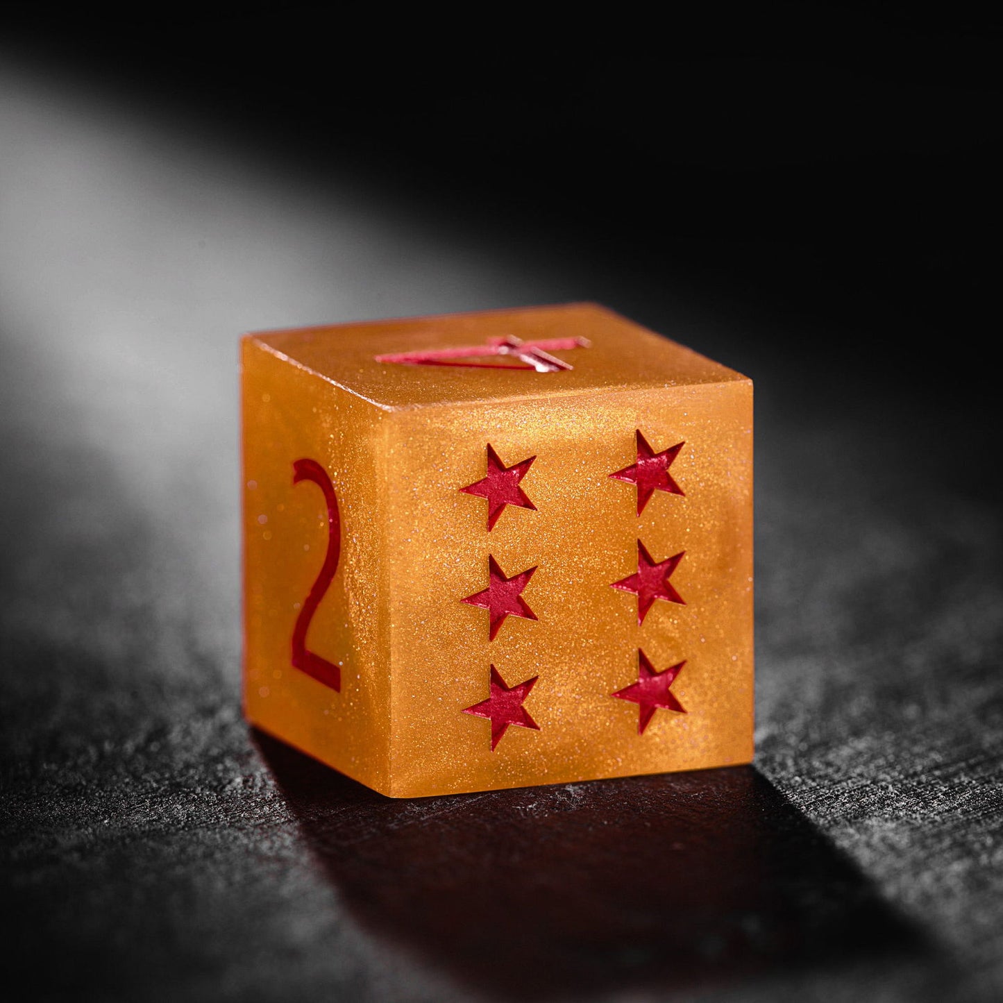 Design inspired by Dragon Ball - Orange Resin DnD D&D Dice D6 - CrystalMaggie