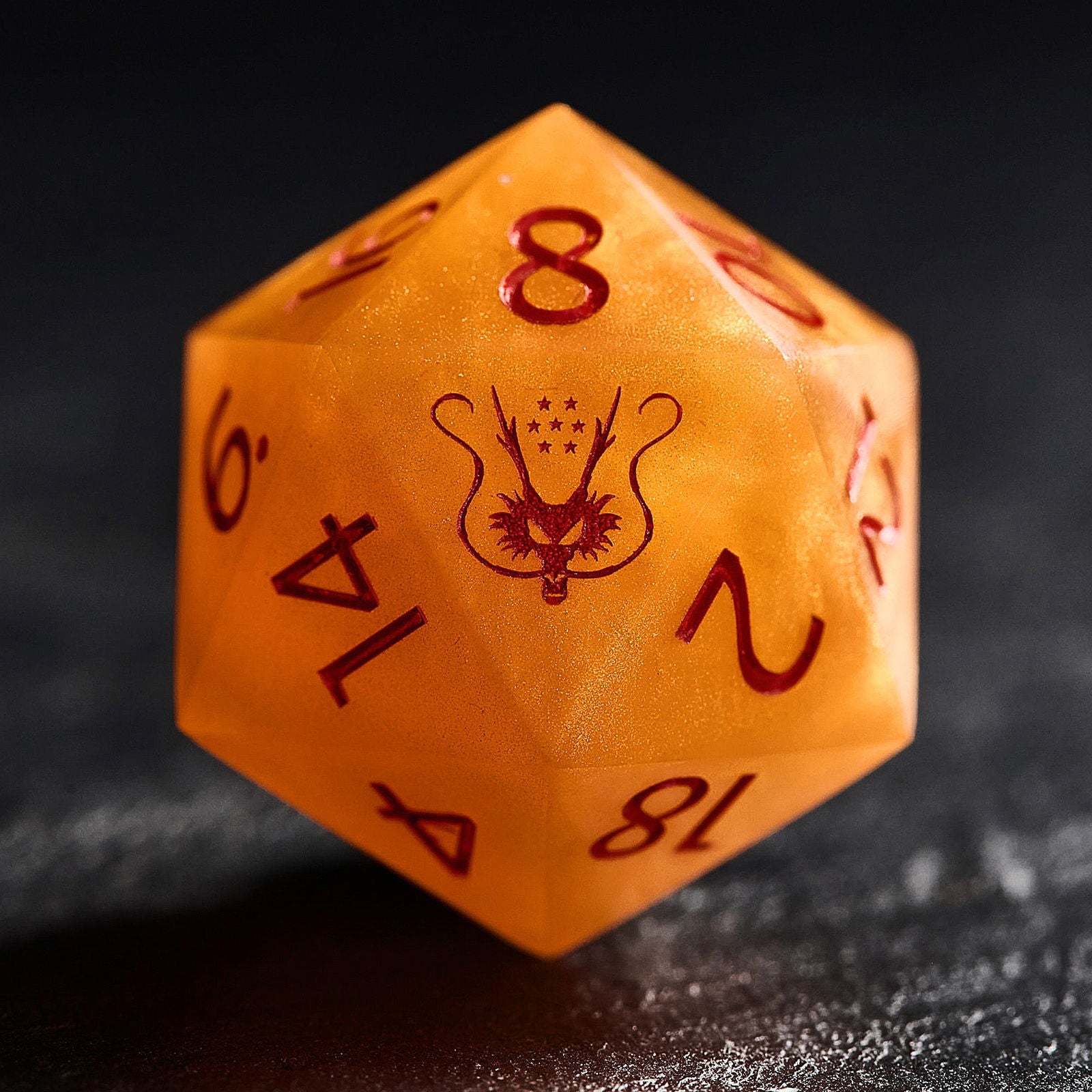 Design inspired by Dragon Ball - Orange Resin DnD D&D Dice Set - CrystalMaggie