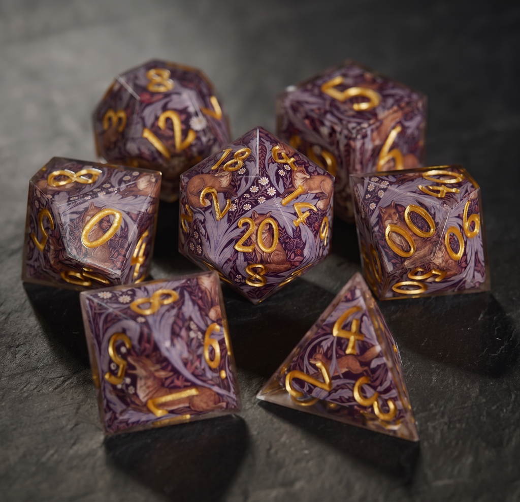 Crowdfunding from June 1] Vintage Purple Floral Fox Dice