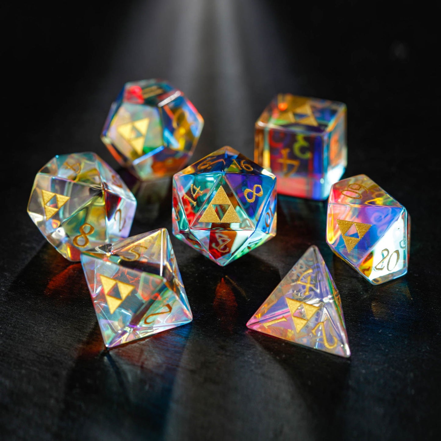 Fantastic Glass All Zelda DnD D&D Dice Set - CrystalMaggie