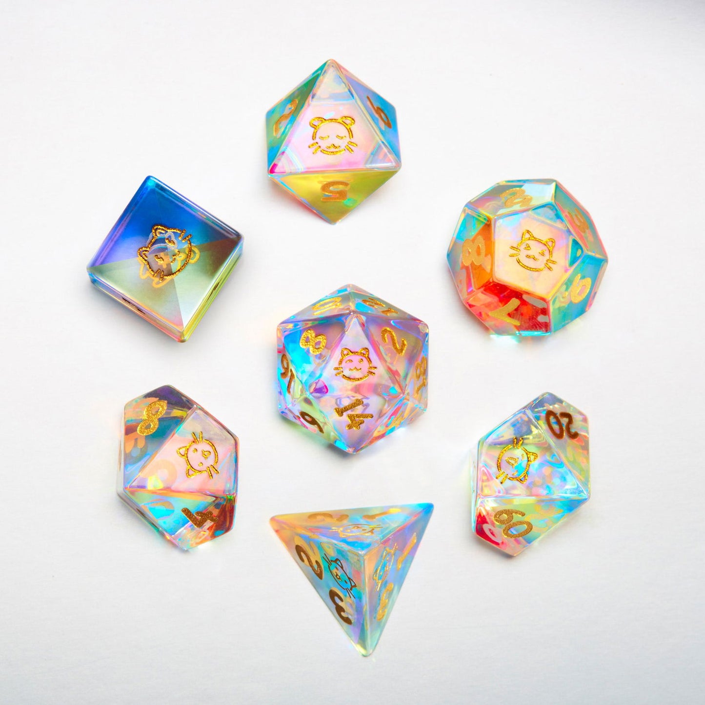 Fantastic Glass Cat Butt DnD D&D Dice Set - CrystalMaggie