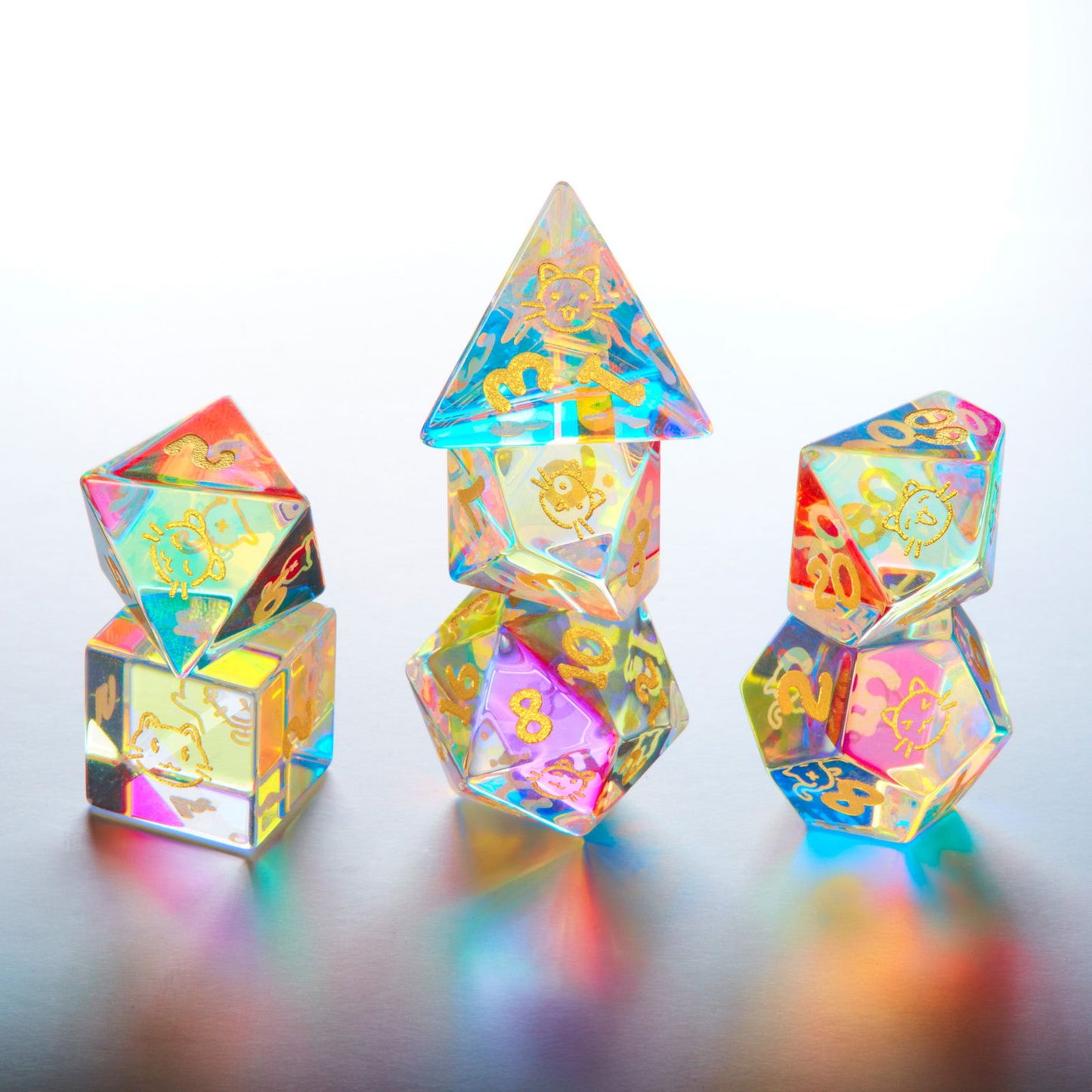 Fantastic Glass Cat Butt DnD D&D Dice Set - CrystalMaggie