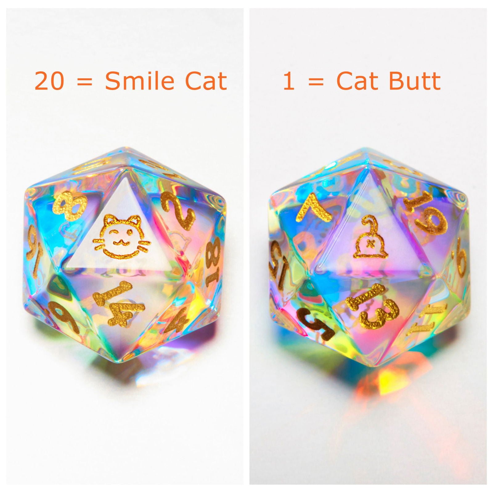 Fantastic Glass Cat Butt DnD D&D Dice Set - CrystalMaggie