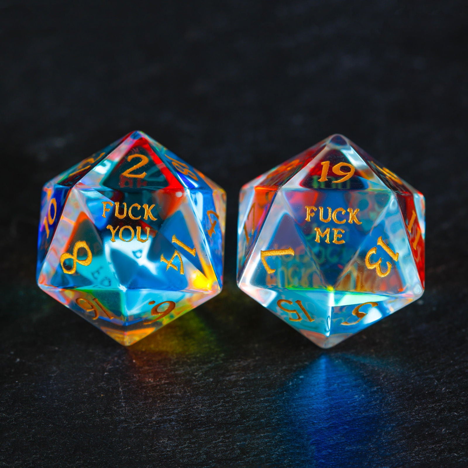 Fantastic Glass F Word DnD D&D Dice Set - CrystalMaggie