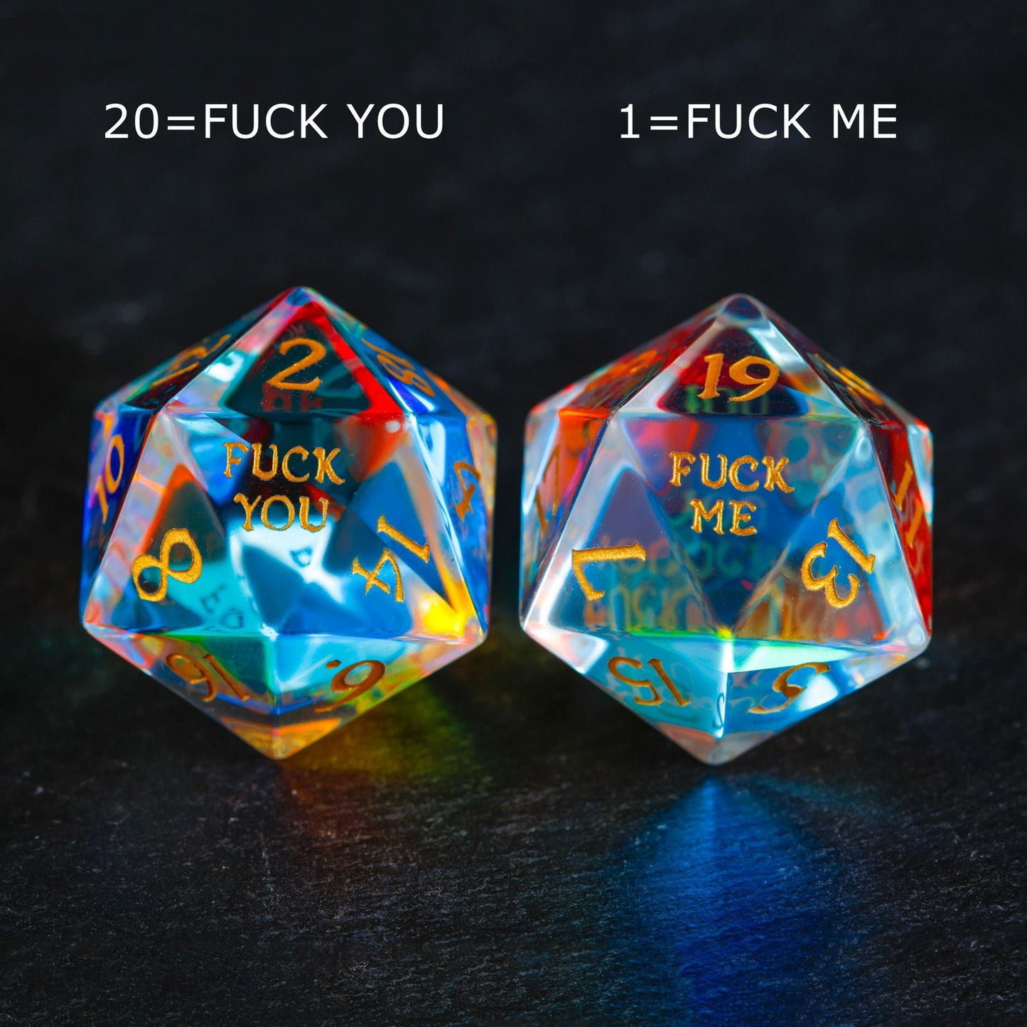 Fantastic Glass F Word DnD D&D Dice Set - CrystalMaggie