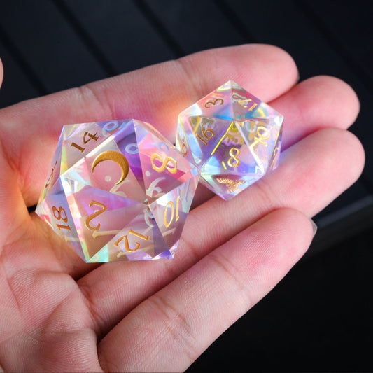 Fantastic Glass Moon DnD D&D Dice Chonk D20 - CrystalMaggie