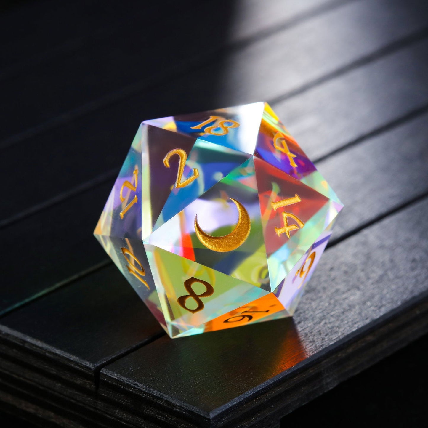 Fantastic Glass Moon DnD D&D Dice Chonk D20 - CrystalMaggie