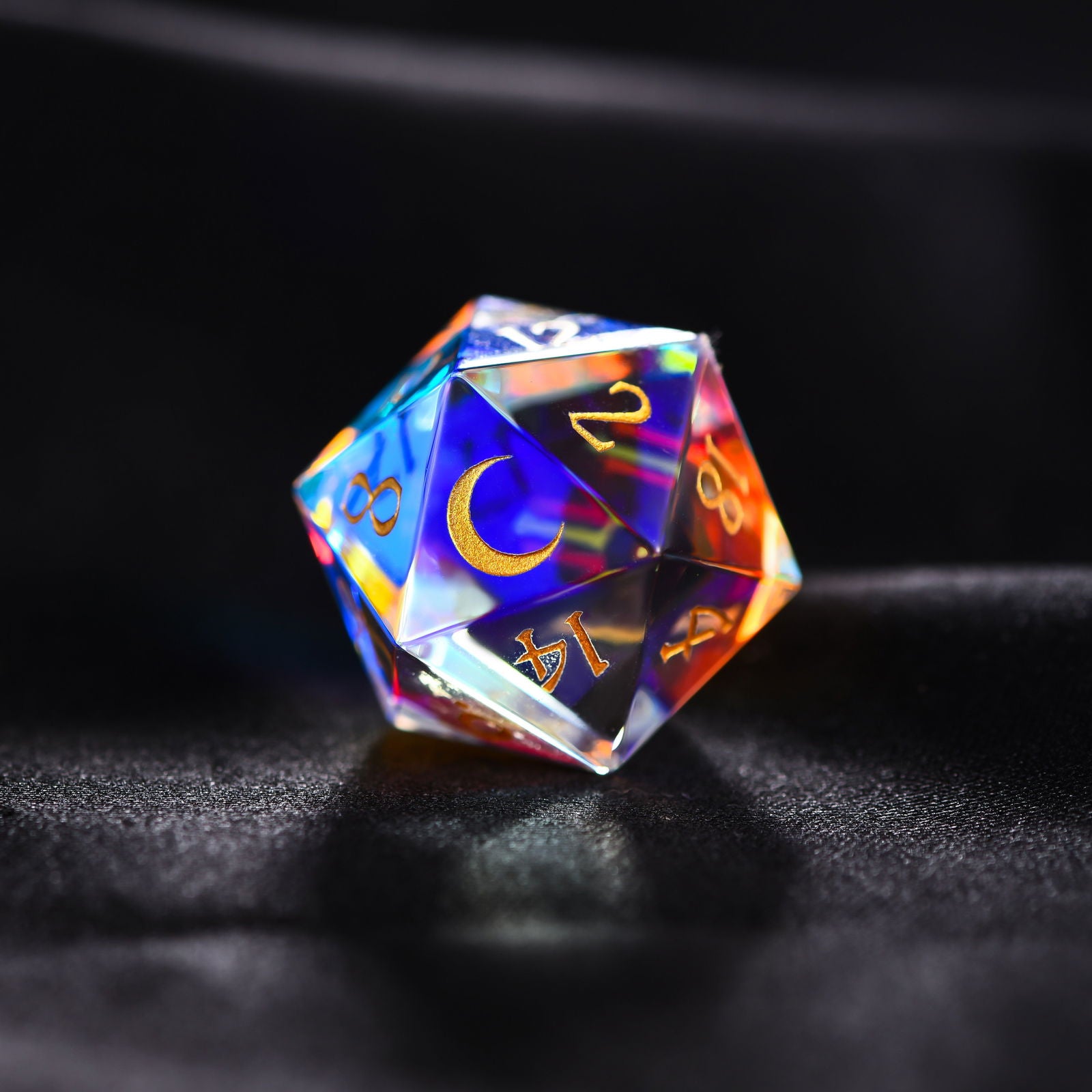 Fantastic Glass Moon DnD D&D Dice Set - CrystalMaggie