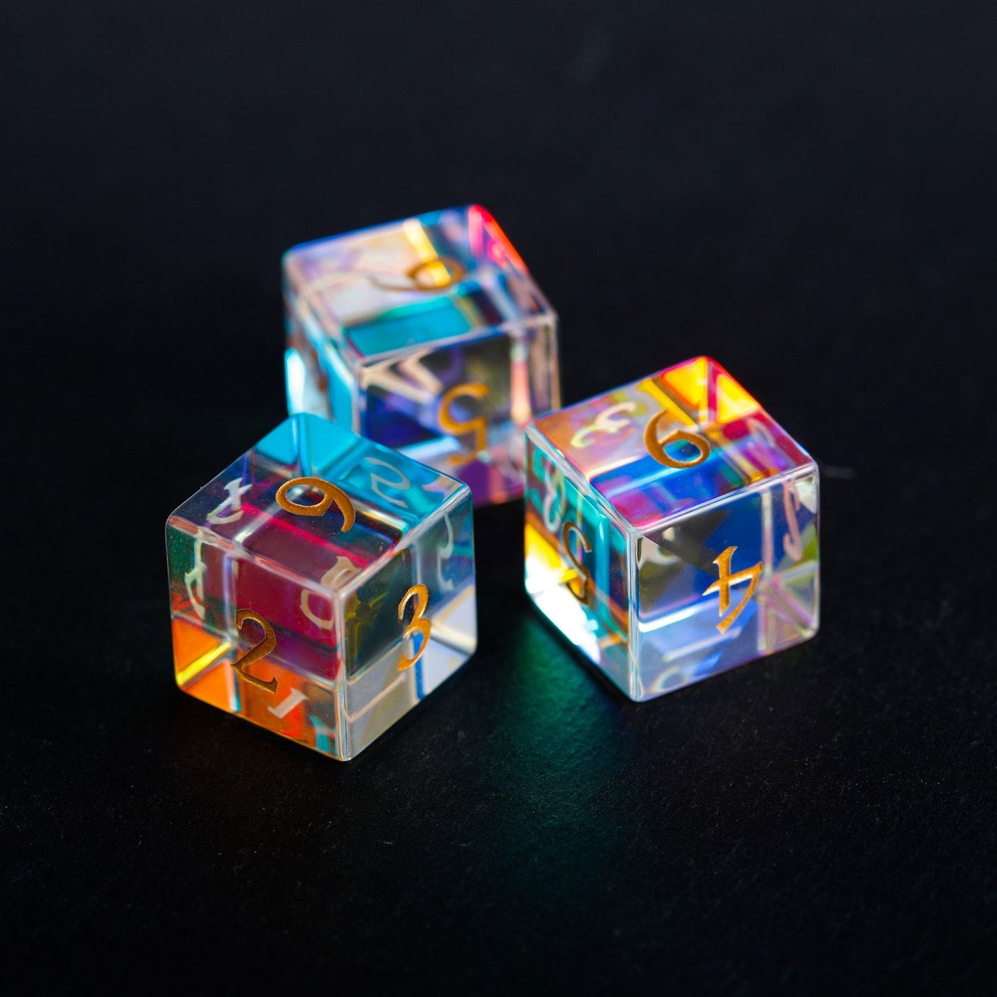 Fantastic Glass Moon DnD D&D Dice Set - CrystalMaggie