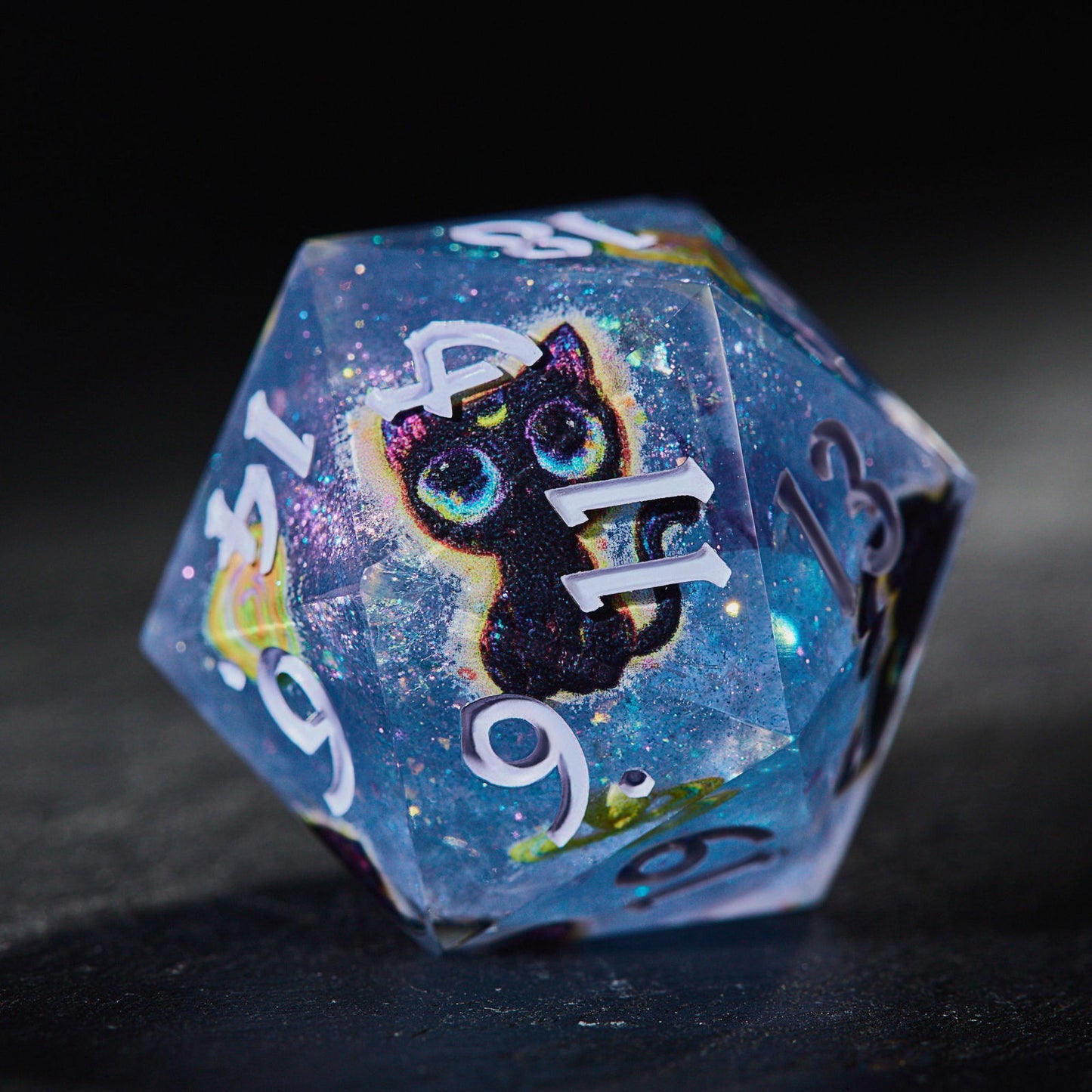 Feline from the Celestial Realm Resin DnD D&D Dice Set - CrystalMaggie