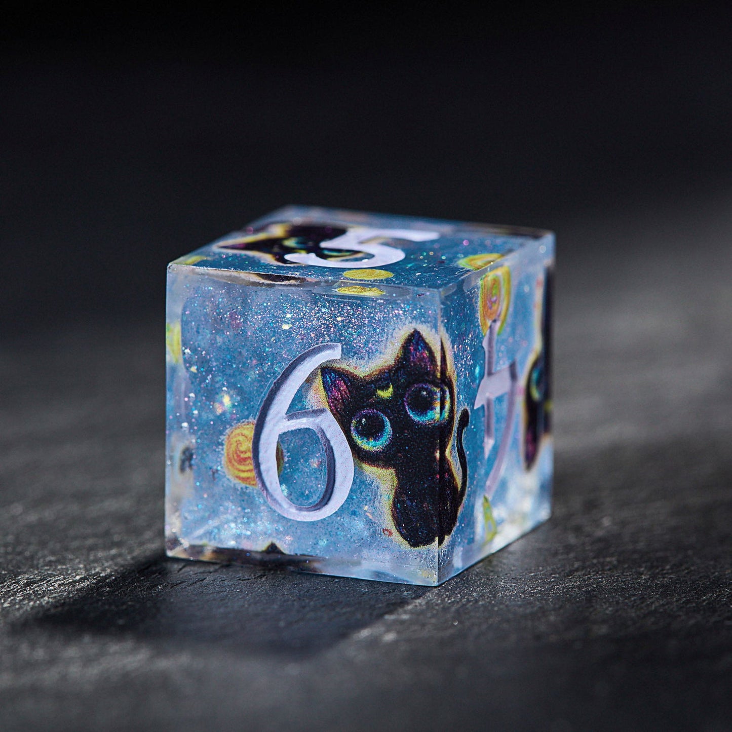 Feline from the Celestial Realm Resin DnD D&D Dice Set - CrystalMaggie