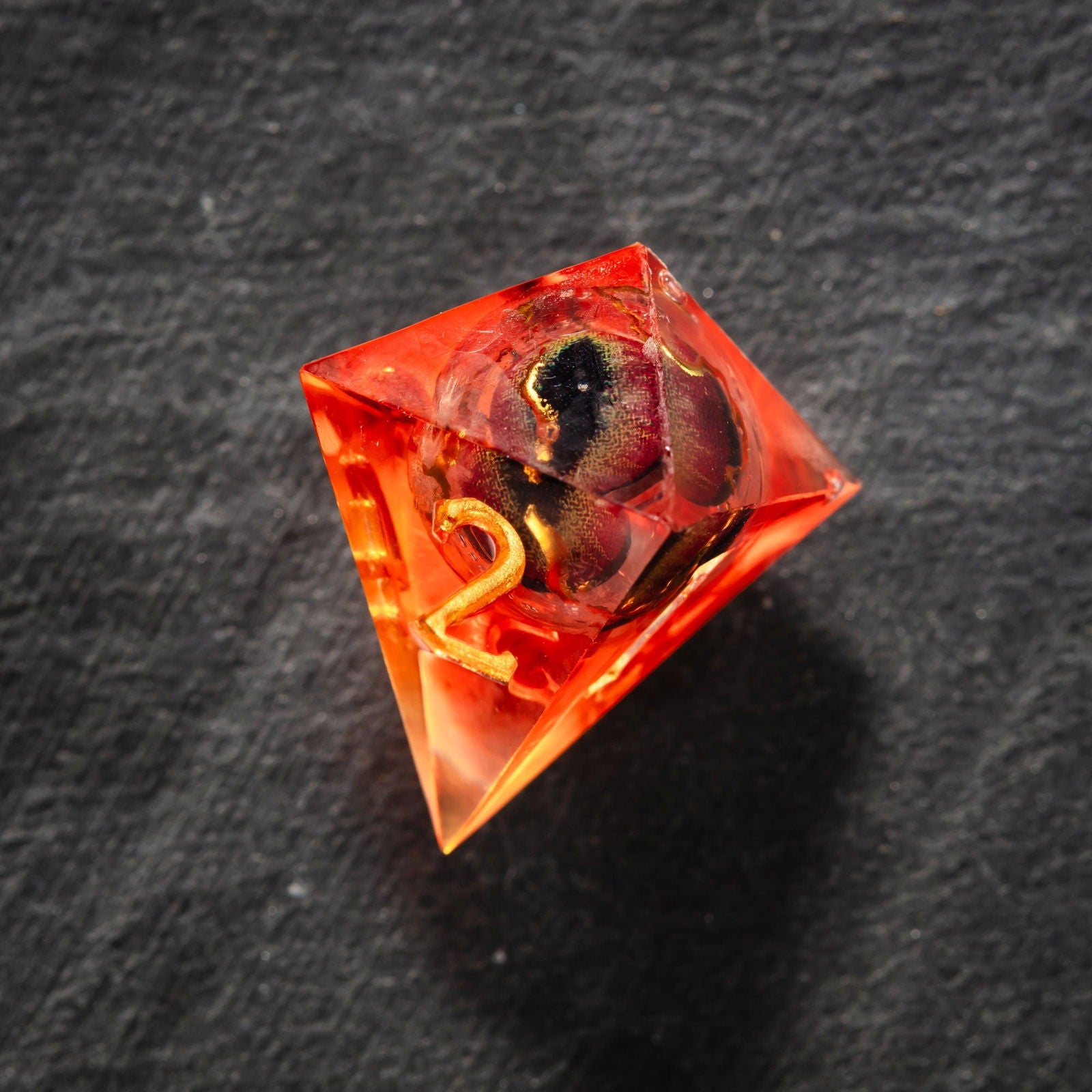 Floating Fire Pupil Dragon's Eye Liquid Core Resin DnD D&D Dice Set - CrystalMaggie