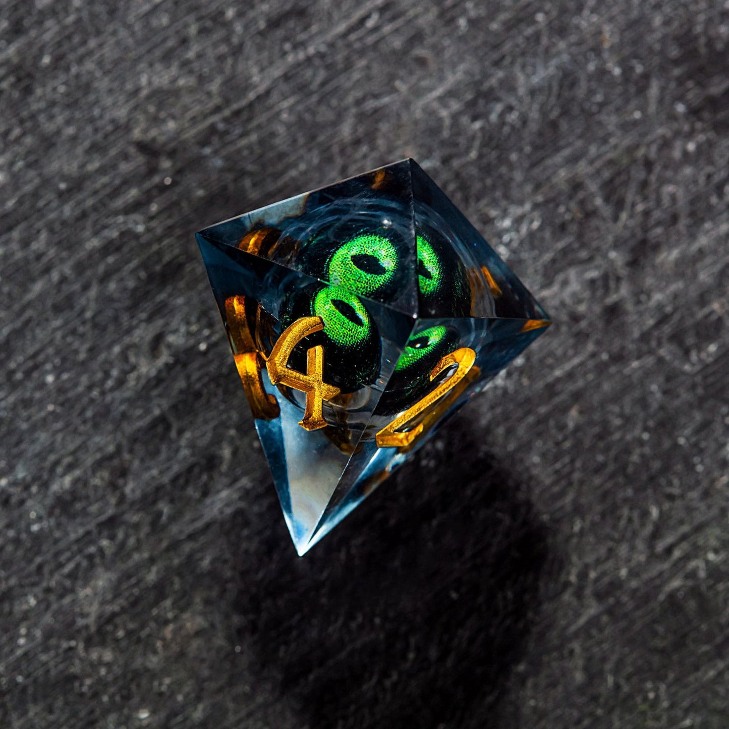 Floating Green Pupil Dragon's Eye Liquid Core Resin DnD D&D Dice D6 - CrystalMaggie