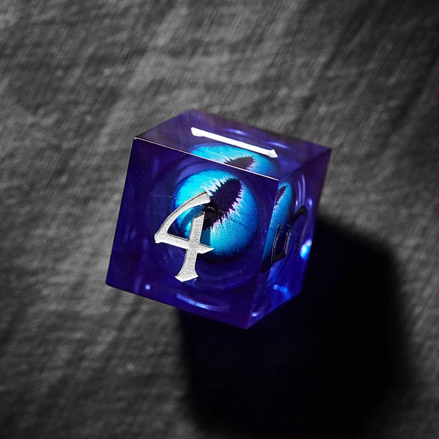 Floating Ice Pupil Dragon Eye Liquid Core Resin DnD D&D Dice Set - CrystalMaggie