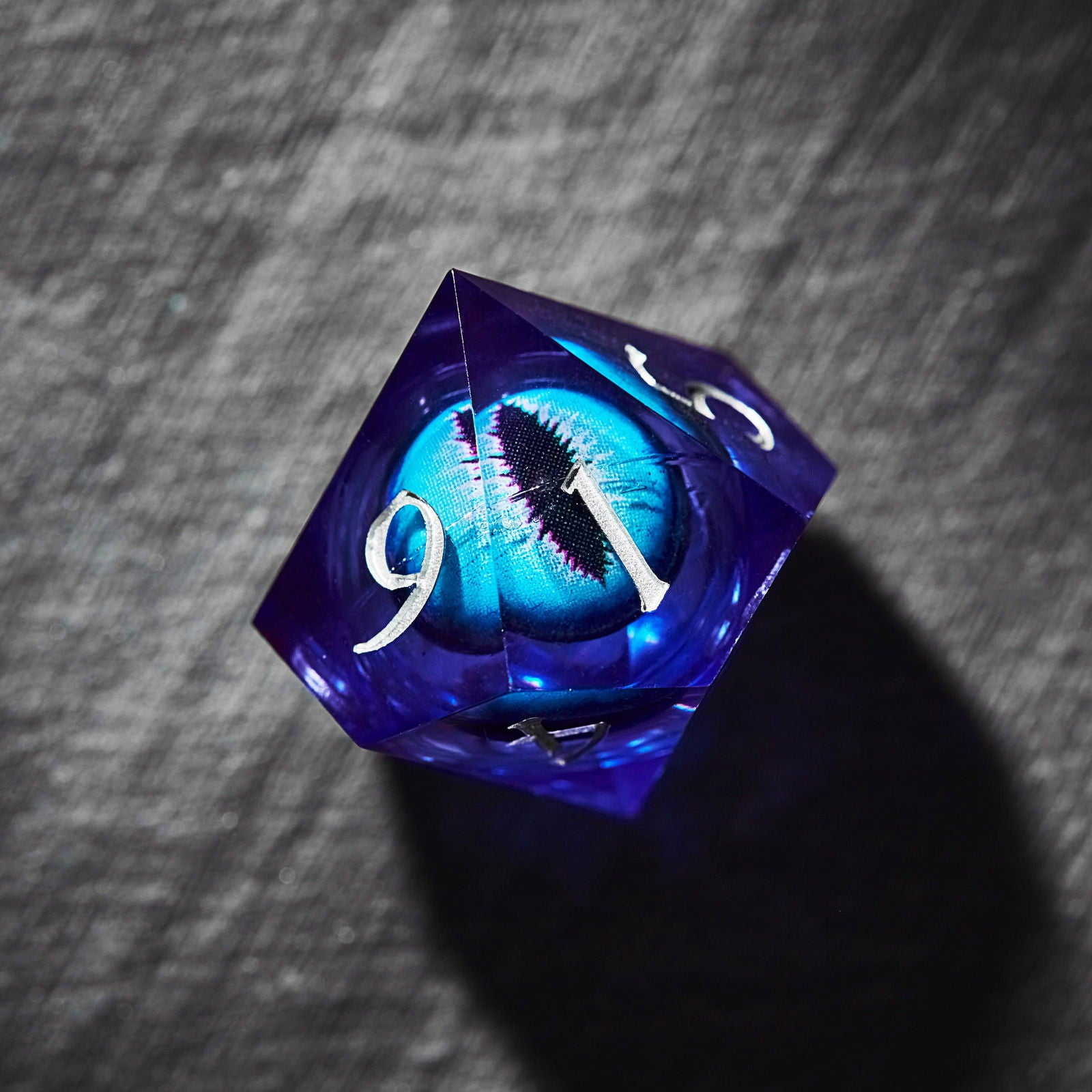 Floating Ice Pupil Dragon Eye Liquid Core Resin DnD D&D Dice Set - CrystalMaggie