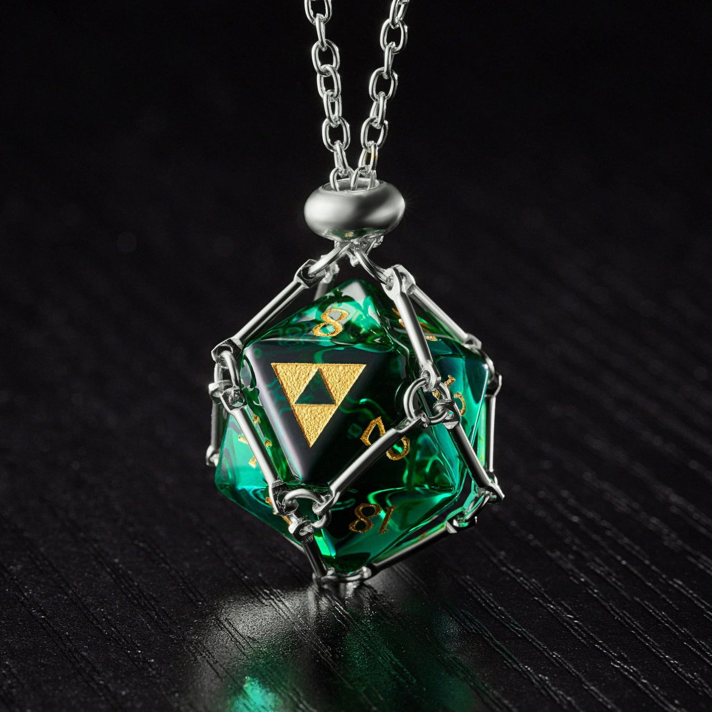 Green Glass All Zelda DnD D&D Dice Set - CrystalMaggie