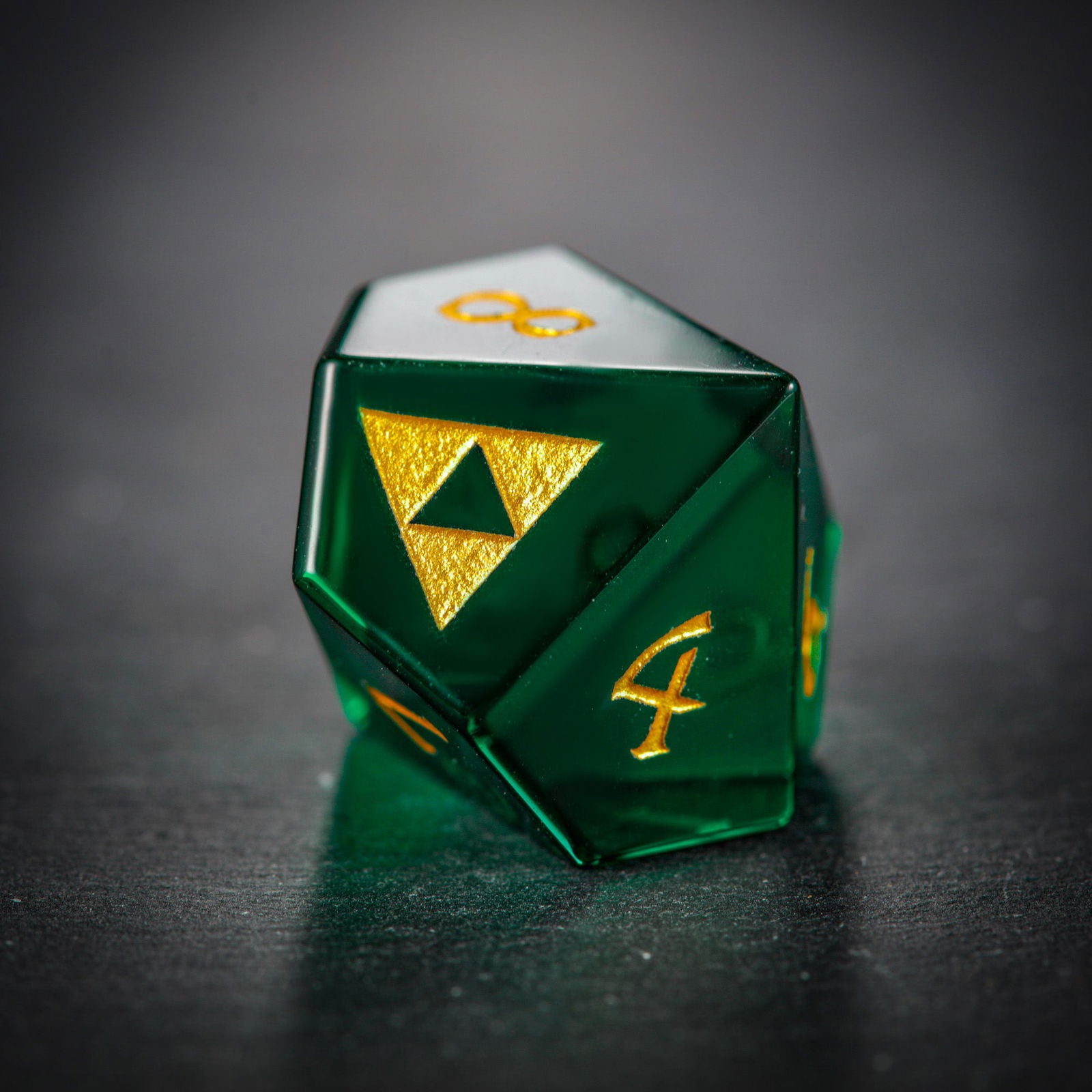 Green Glass All Zelda DnD D&D Dice Set - CrystalMaggie