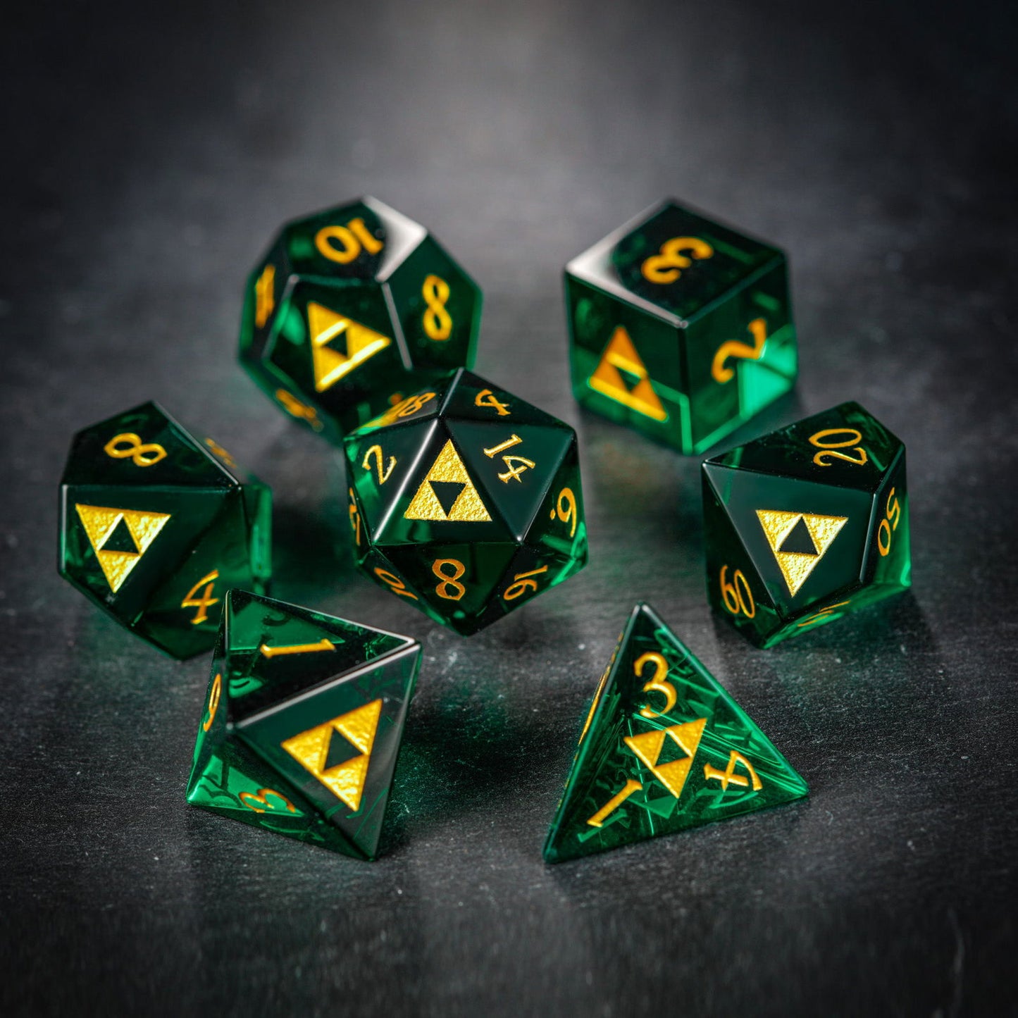 Green Glass Zelda DnD D&D Dice Chonk D20 - CrystalMaggie