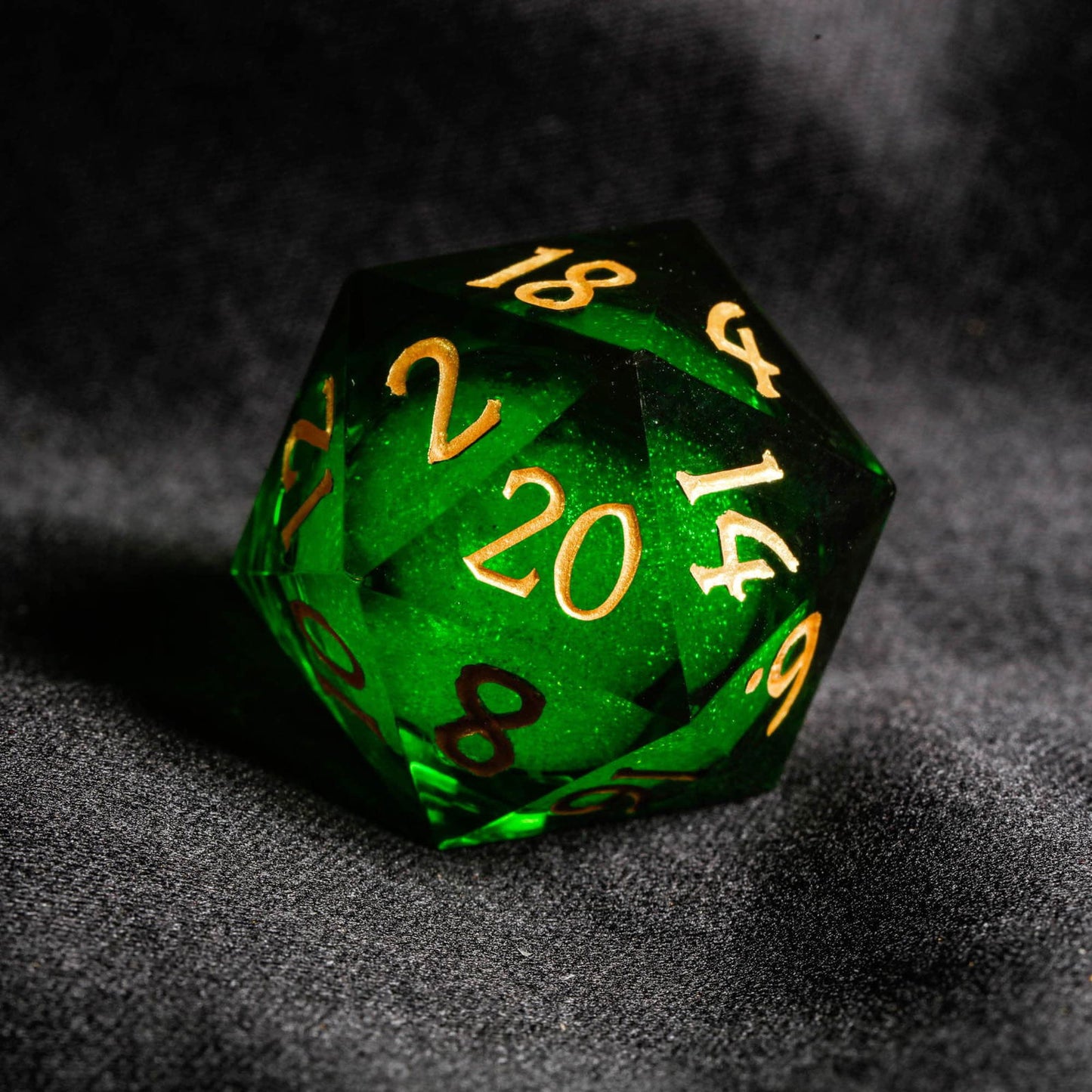 Green Liquid Core Resin DnD D&D Dice Set - CrystalMaggie