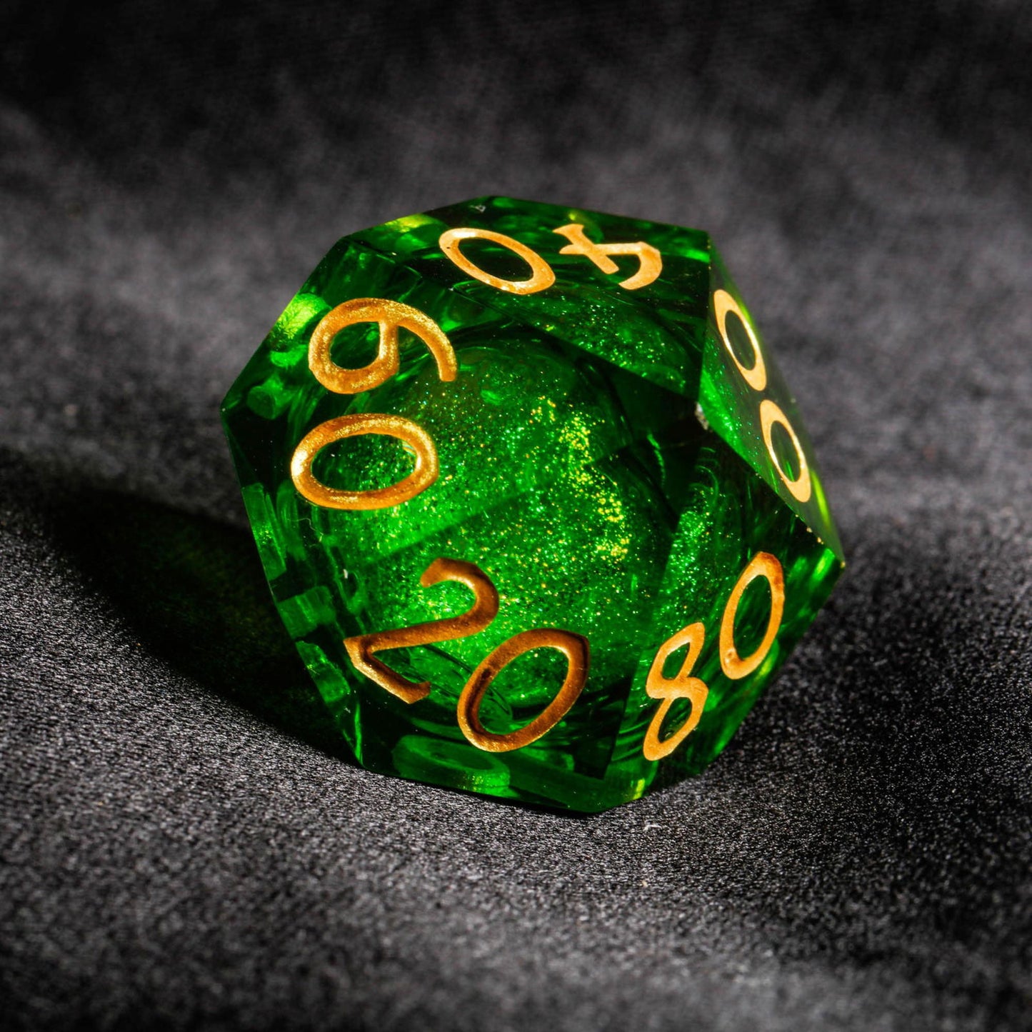 Green Liquid Core Resin DnD D&D Dice Set - CrystalMaggie