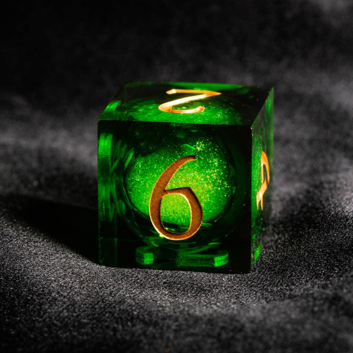 Green Liquid Core Resin DnD D&D Dice Set - CrystalMaggie