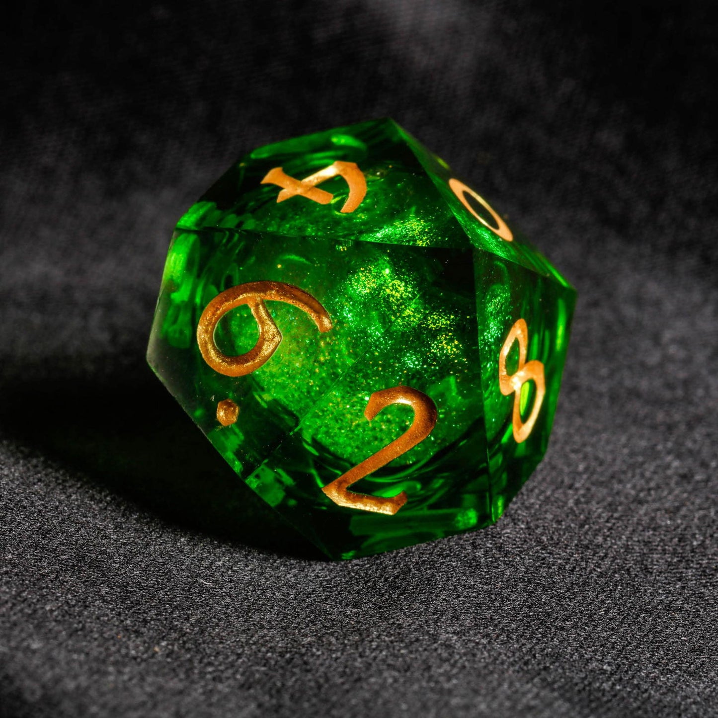 Green Liquid Core Resin DnD D&D Dice Set - CrystalMaggie