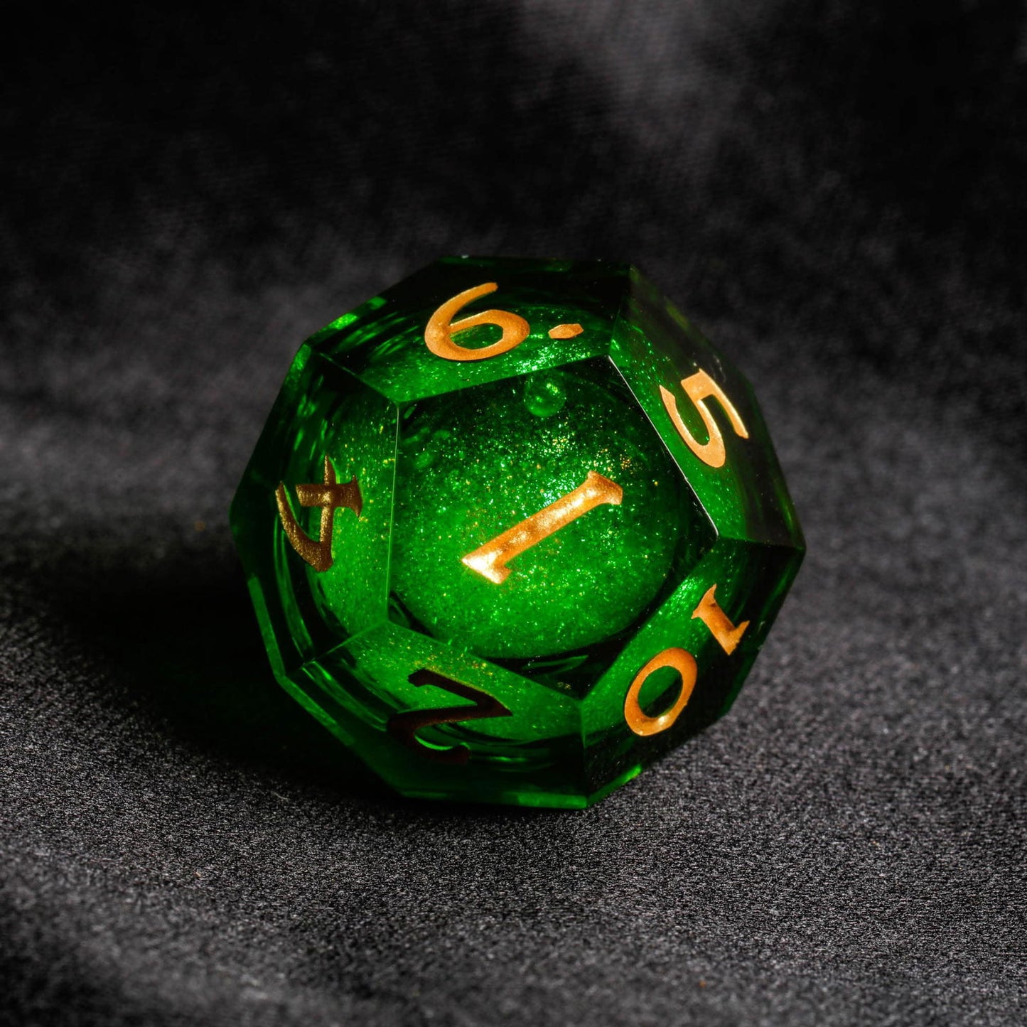 Green Liquid Core Resin DnD D&D Dice Set - CrystalMaggie