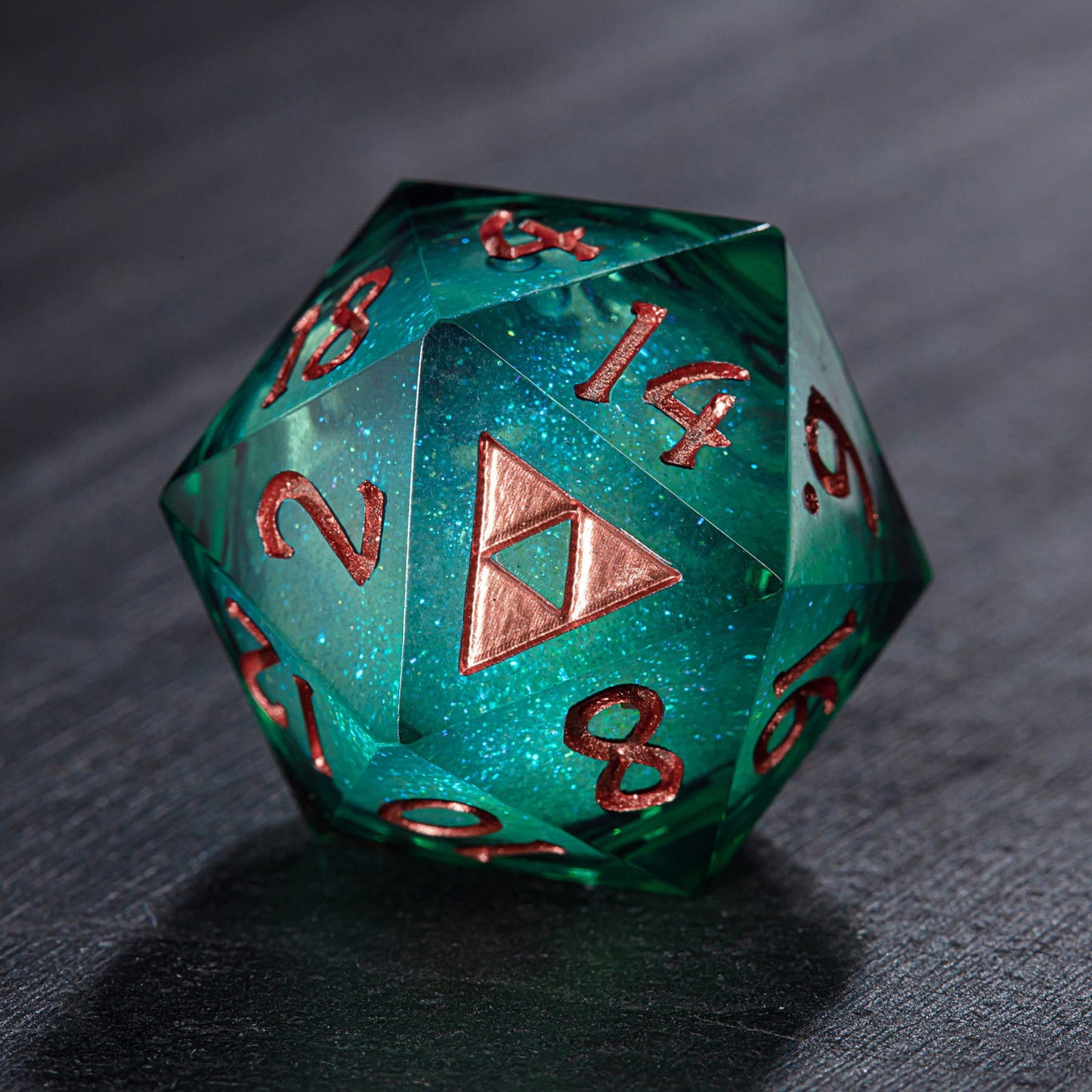 Green Liquid Core Resin Galaxy Dice All Zelda DnD D&D Dice Set - CrystalMaggie