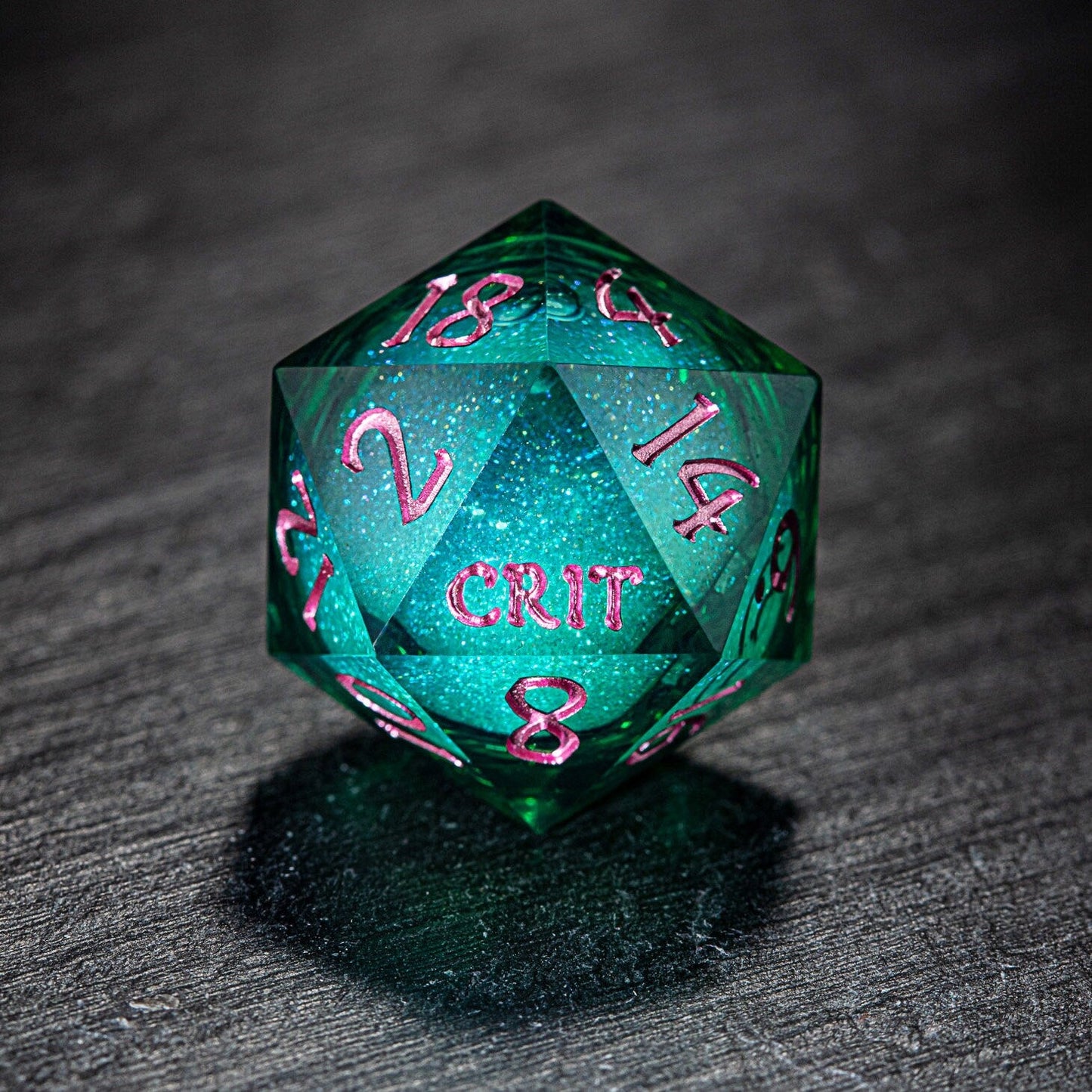 Green Liquid Core Resin Galaxy Dice Crit Sh*t DnD D&D Dice Set - CrystalMaggie