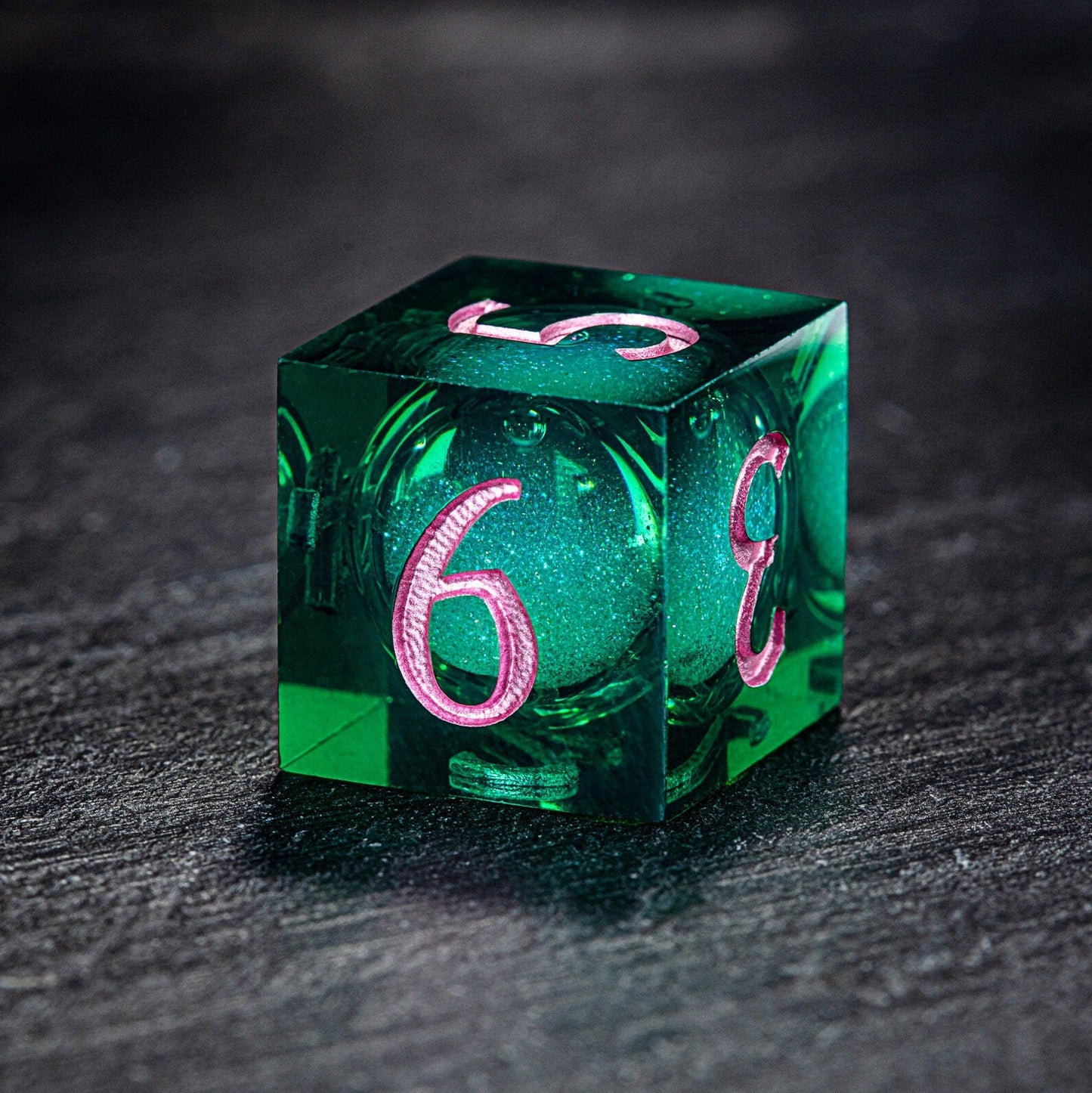 Green Liquid Core Resin Galaxy Dice Crit Sh*t DnD D&D Dice Set - CrystalMaggie