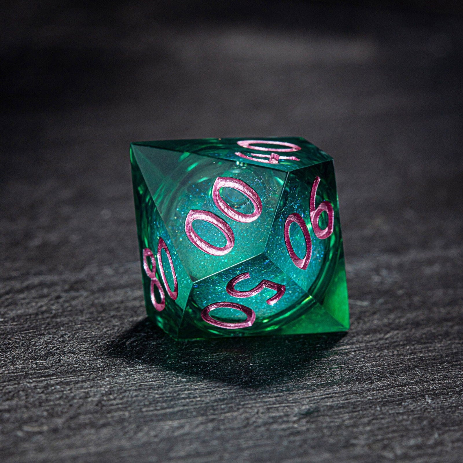 Green Liquid Core Resin Galaxy Dice Crit Sh*t DnD D&D Dice Set - CrystalMaggie