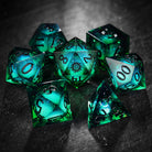 Green Liquid Core Resin Galaxy Dice Supernatural Anti-possession DnD D&D D20 Necklace - CrystalMaggie