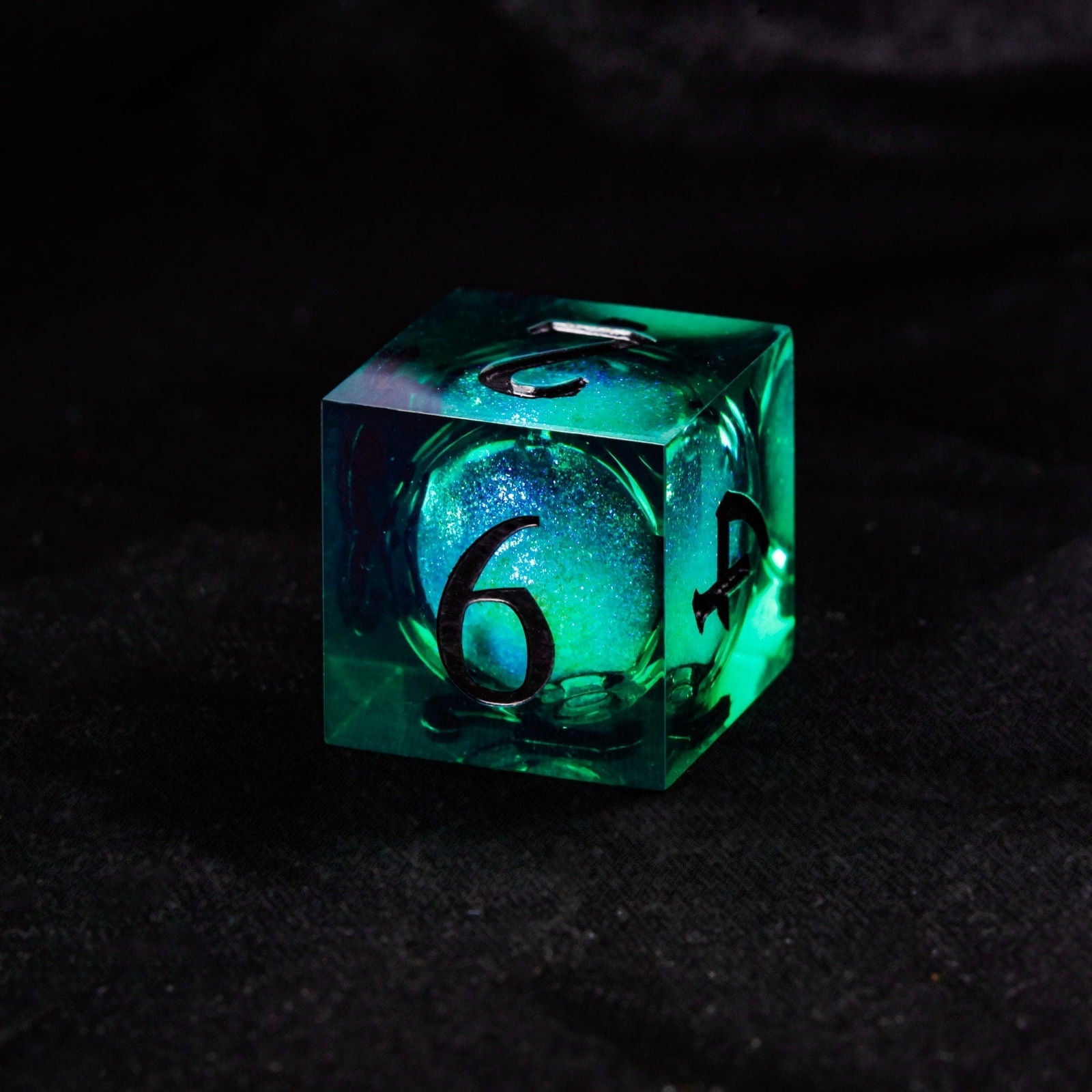 Green Liquid Core Resin Galaxy Dice Supernatural Anti-possession DnD D&D D20 Necklace - CrystalMaggie