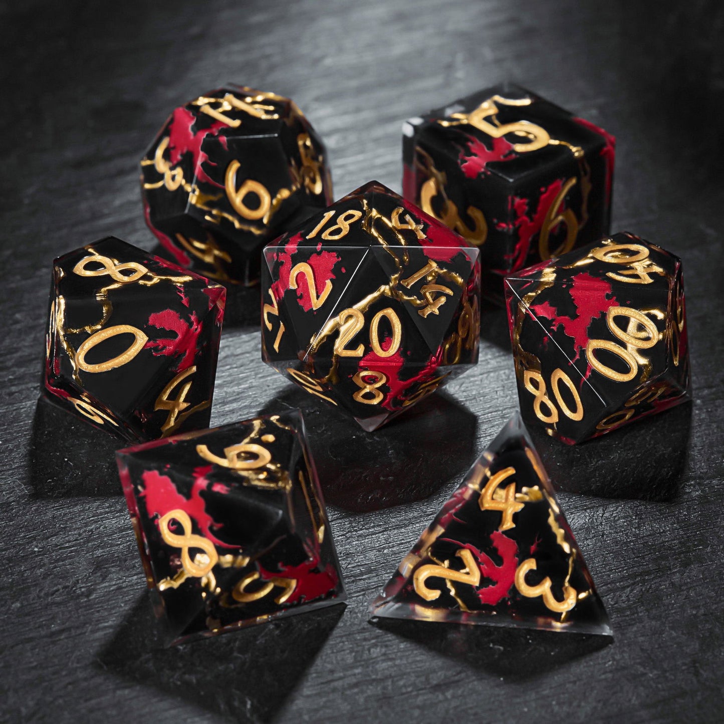 Guardian of the Dragon Flame Resin DnD D&D Dice Set - CrystalMaggie