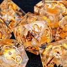 Honey Bee and Flower Liquid Core Resin DnD D&D Dice Set - CrystalMaggie