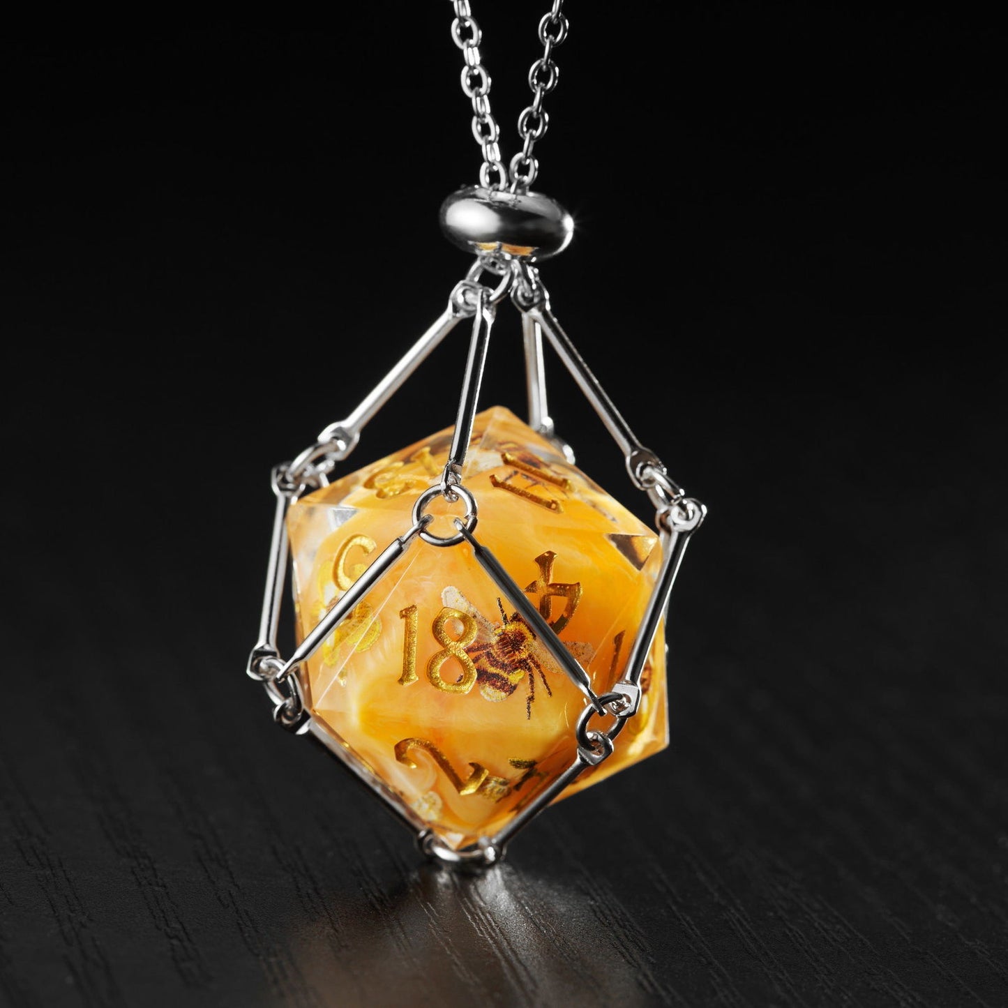 Honey Bee and Flower Resin DnD D&D Dice Set - CrystalMaggie