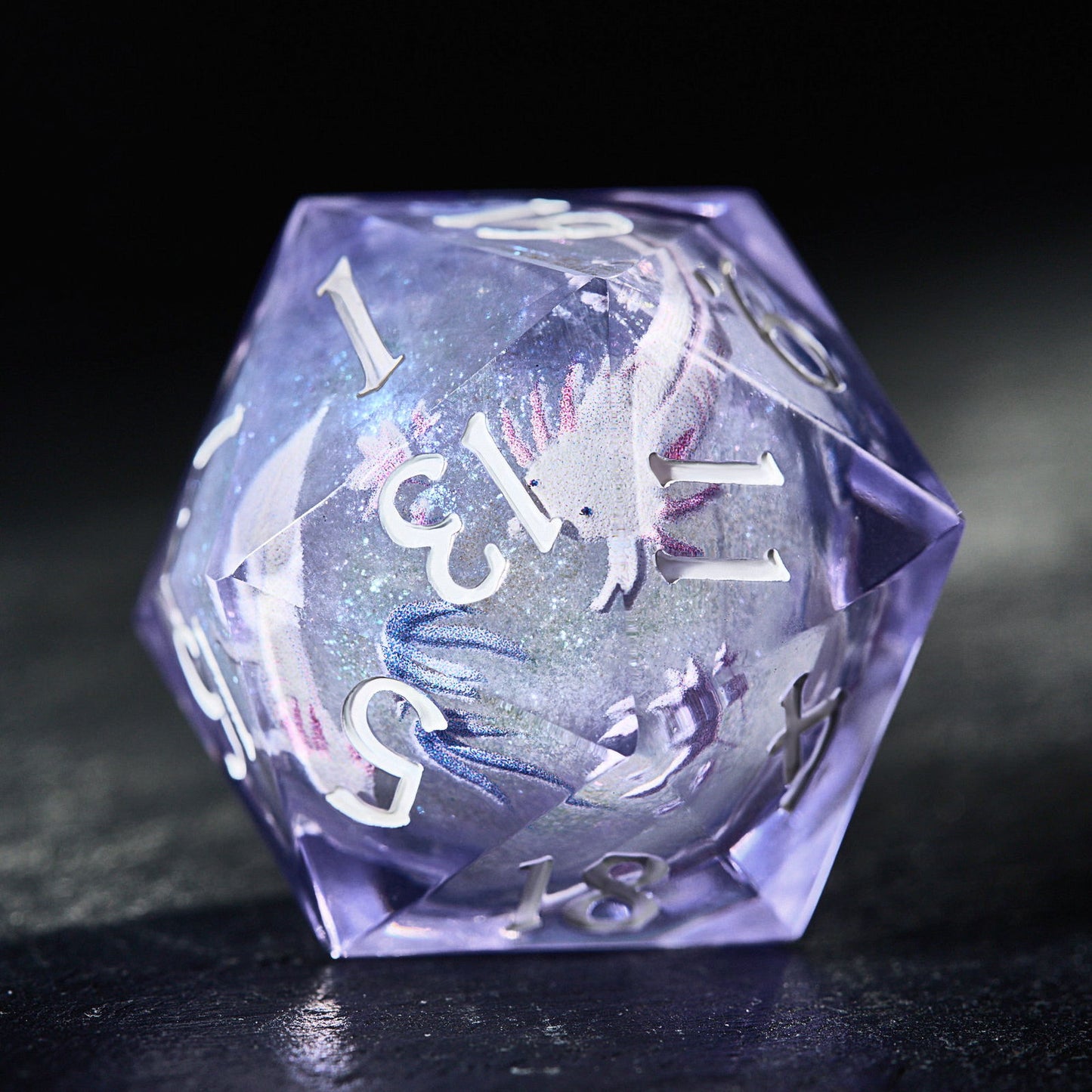 Immortal Salamander Liquid Core Resin DnD D&D Dice Set - CrystalMaggie