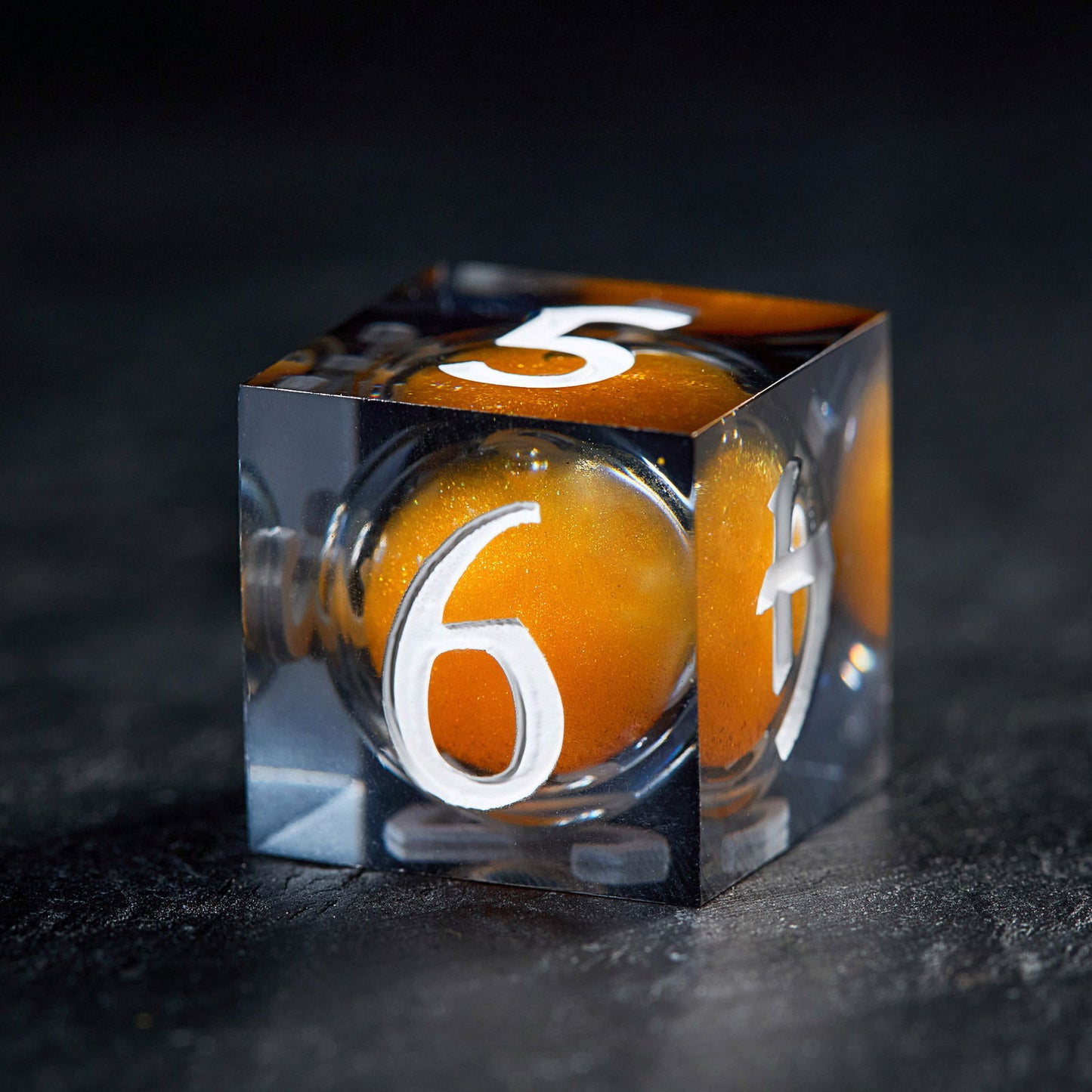 Inspired by One Piece - Orange Sand Liquid Corel DnD D&D Dice Set - CrystalMaggie