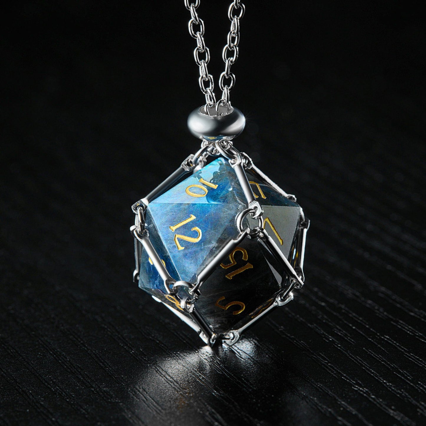 Labradorite Gemstone DnD D&D Dice Set - CrystalMaggie