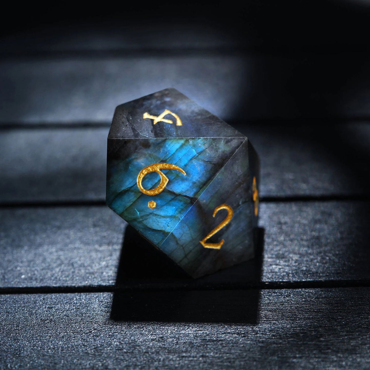 Labradorite Gemstone DnD D&D Dice Set - CrystalMaggie