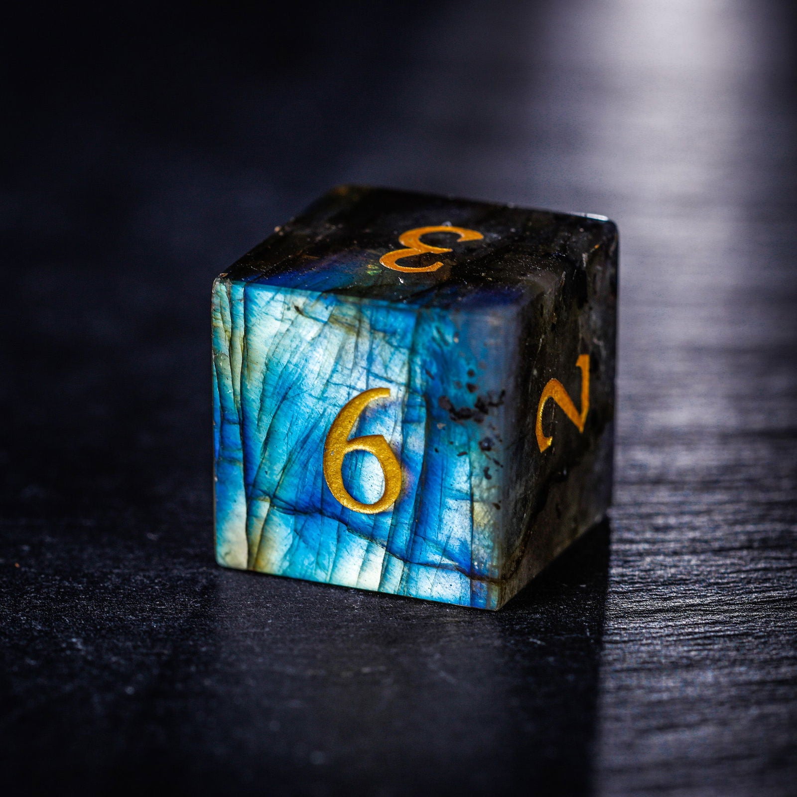 Labradorite Gemstone DnD D&D Dice Set - CrystalMaggie