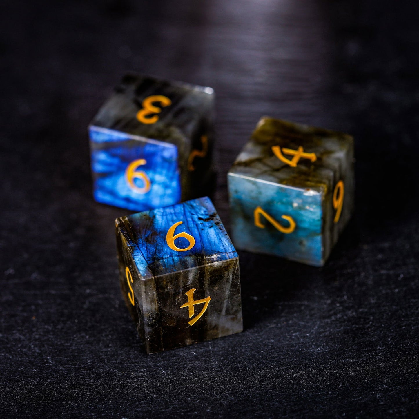 Labradorite Gemstone DnD D&D Dice Set - CrystalMaggie