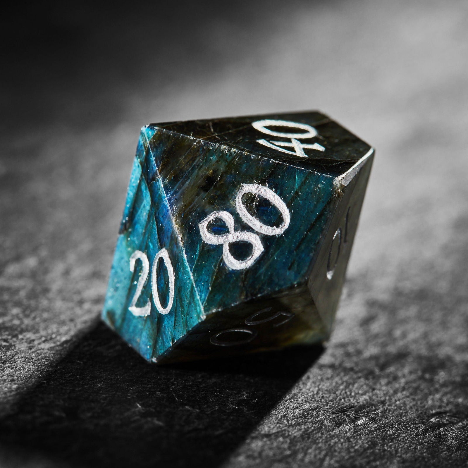 Labradorite Gemstone Moth DnD D&D Dice Set - CrystalMaggie